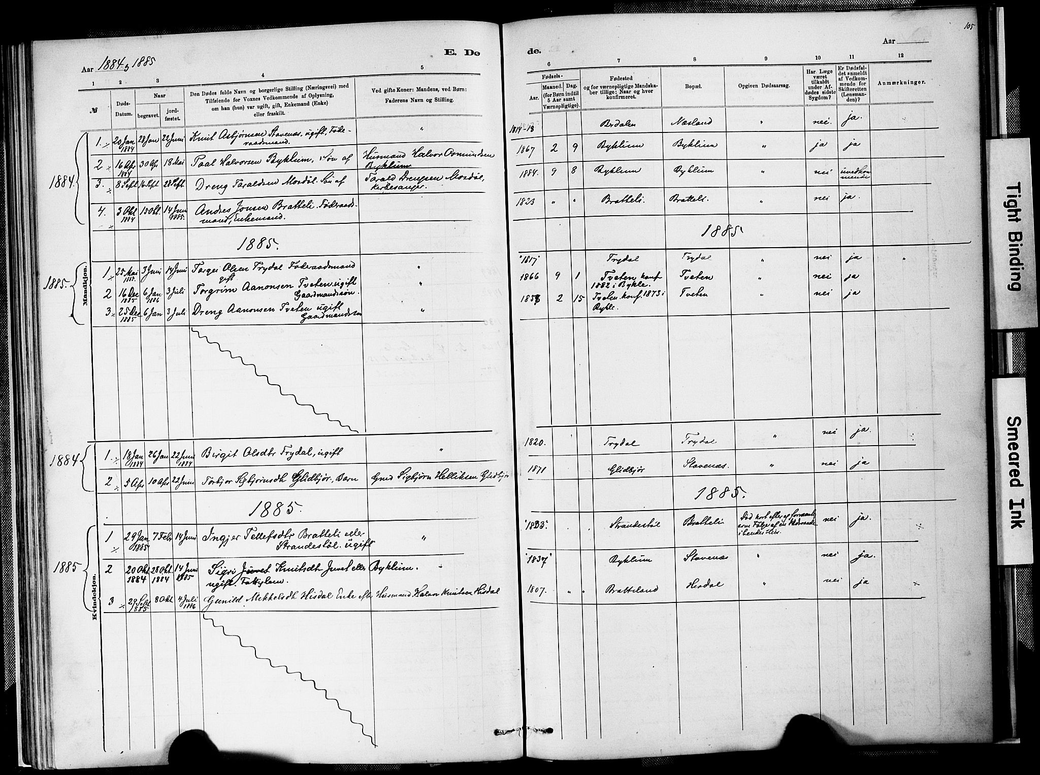 Valle sokneprestkontor, SAK/1111-0044/F/Fa/Faa/L0001: Parish register (official) no. A 1, 1882-1907, p. 105