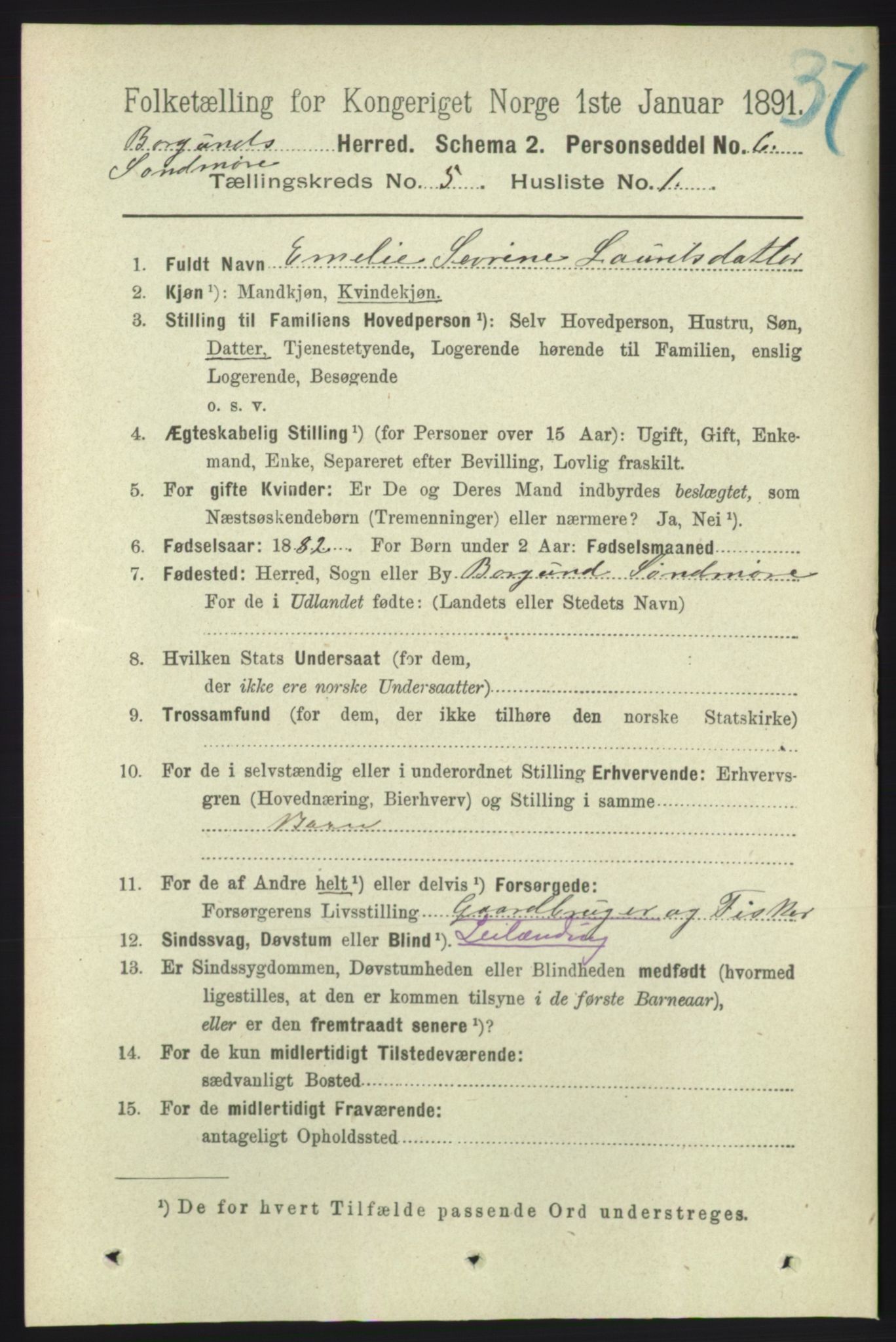 RA, 1891 census for 1531 Borgund, 1891, p. 1270