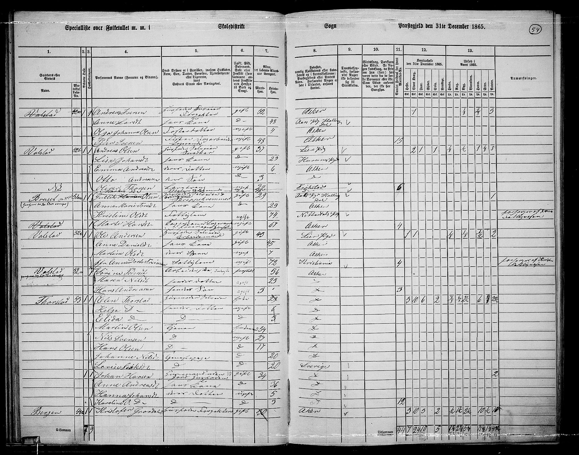 RA, 1865 census for Asker, 1865, p. 53