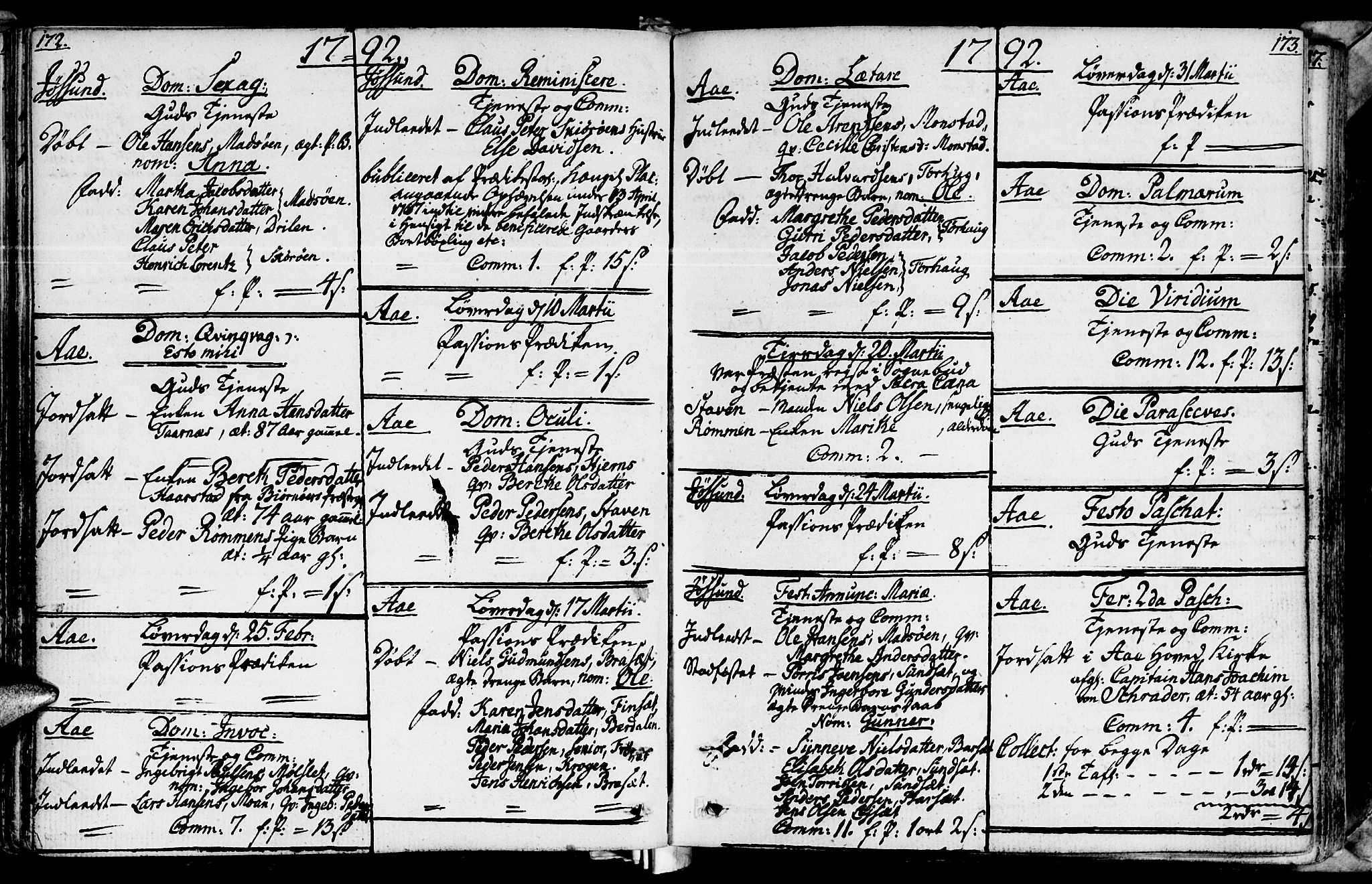 Ministerialprotokoller, klokkerbøker og fødselsregistre - Sør-Trøndelag, SAT/A-1456/655/L0673: Parish register (official) no. 655A02, 1780-1801, p. 172-173