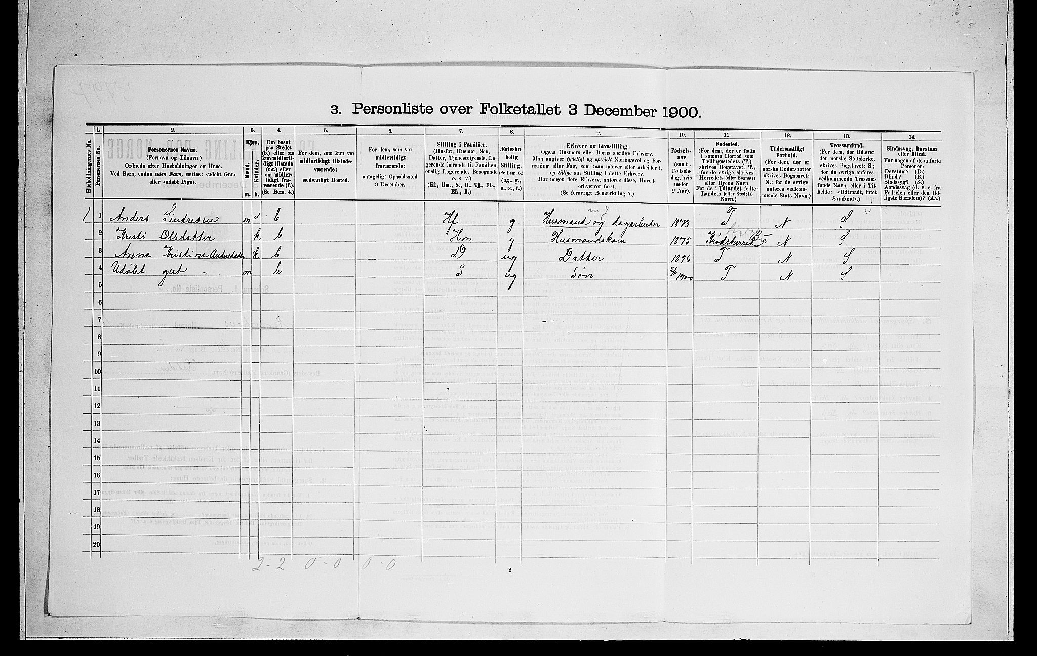 RA, 1900 census for Norderhov, 1900, p. 2745