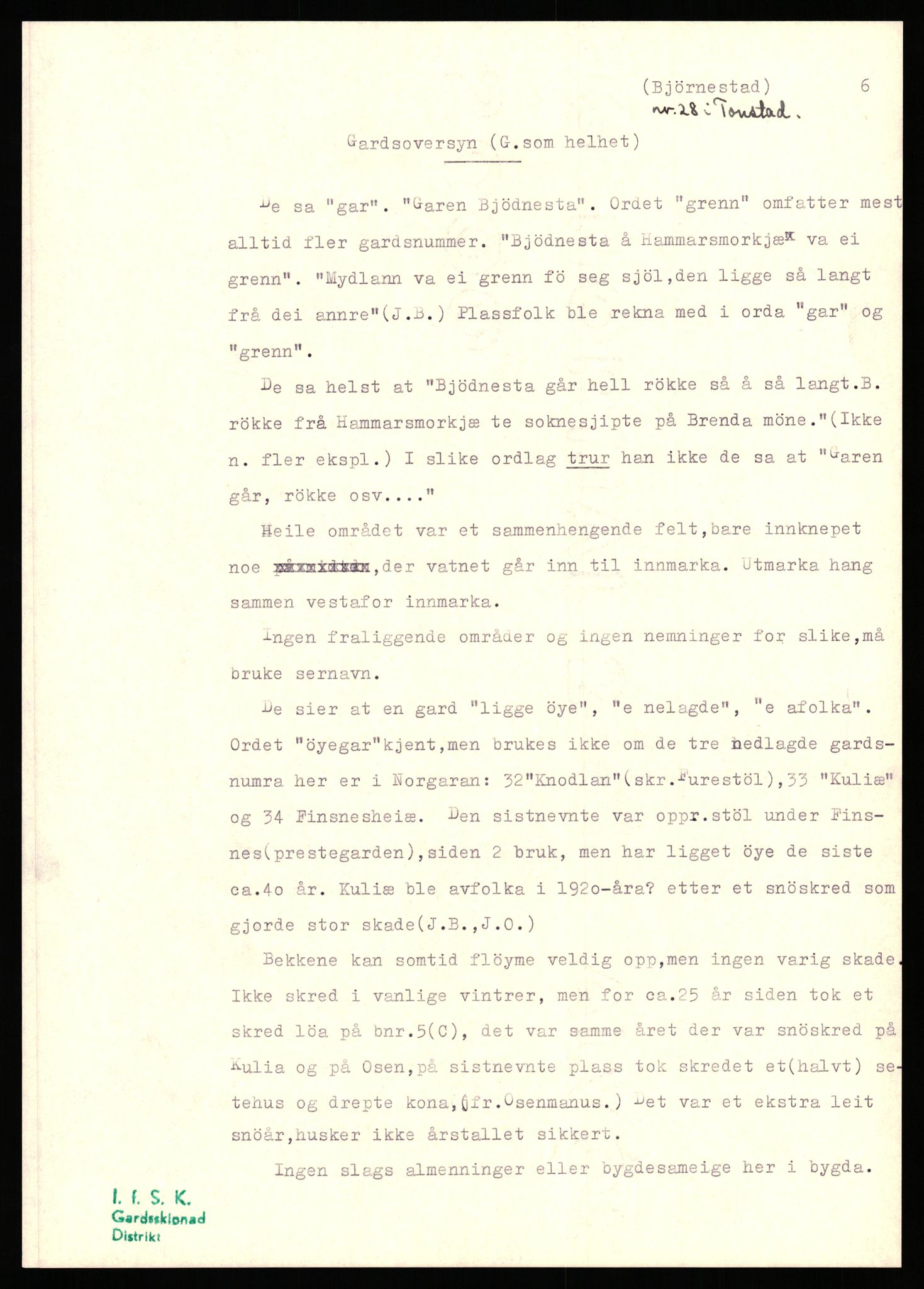 Instituttet for sammenlignende kulturforskning, AV/RA-PA-0424/H/L0169: Eske D159: Manuskripter (1.trykk) distriktsgransking, 1922-1990, p. 524