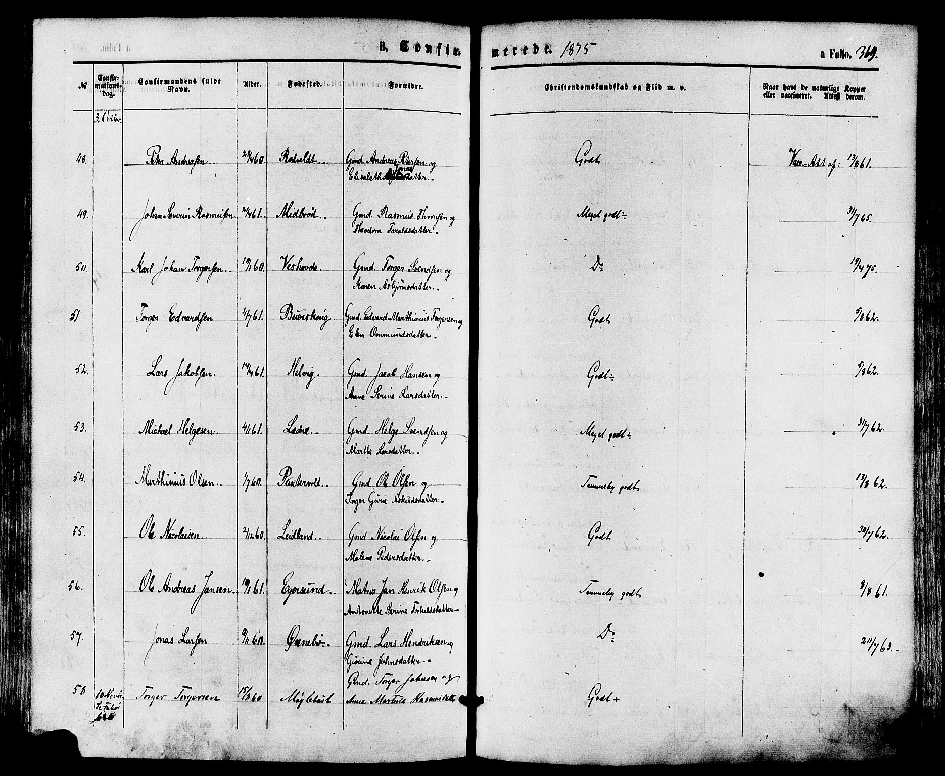 Eigersund sokneprestkontor, SAST/A-101807/S08/L0014: Parish register (official) no. A 13, 1866-1878, p. 369