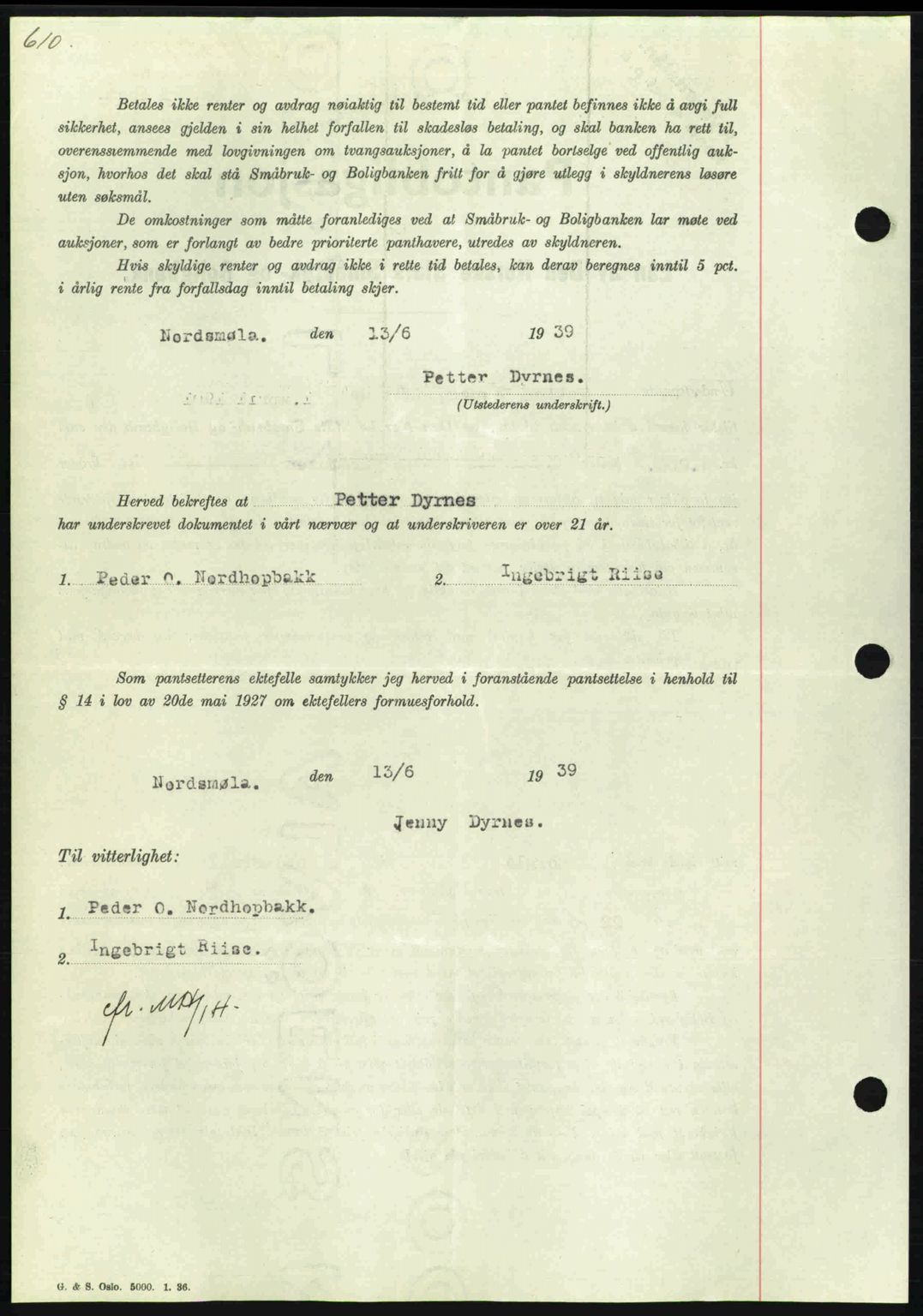 Nordmøre sorenskriveri, AV/SAT-A-4132/1/2/2Ca: Mortgage book no. B85, 1939-1939, Diary no: : 1814/1939