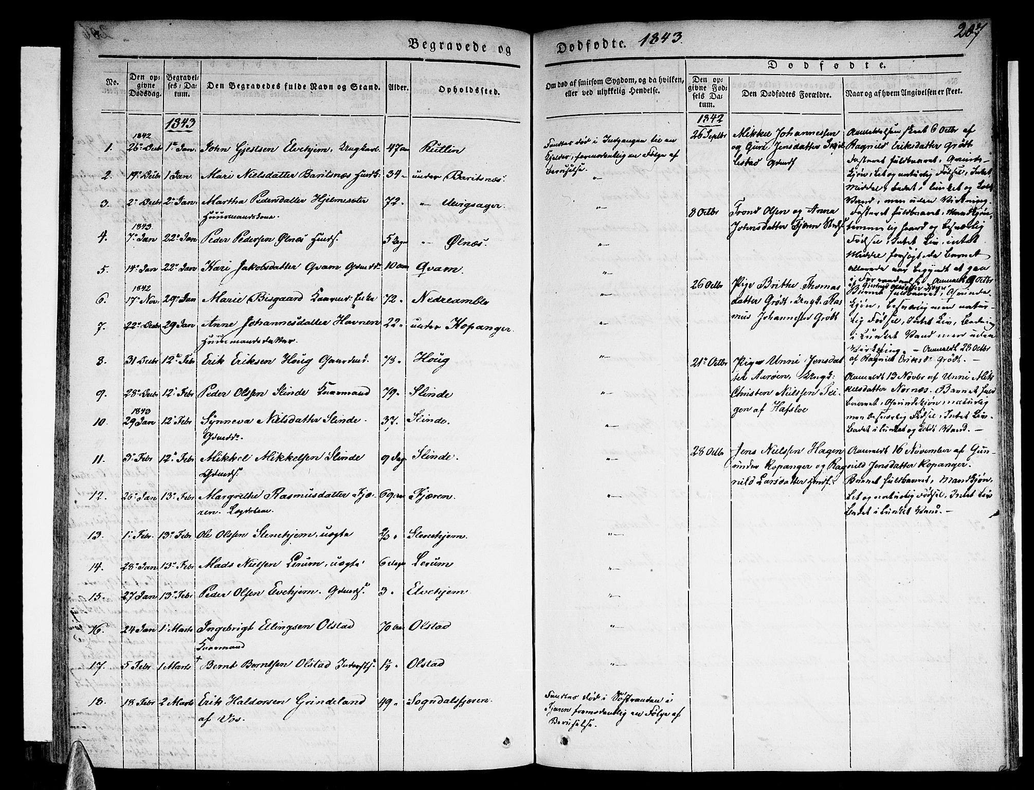 Sogndal sokneprestembete, SAB/A-81301/H/Haa/Haaa/L0011: Parish register (official) no. A 11, 1839-1847, p. 207