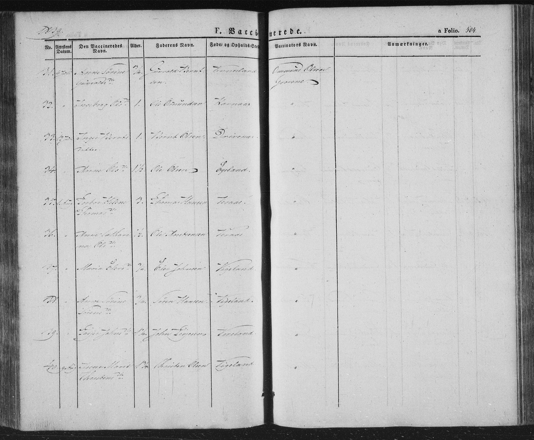 Vennesla sokneprestkontor, AV/SAK-1111-0045/Fa/Fac/L0004: Parish register (official) no. A 4, 1834-1855, p. 504