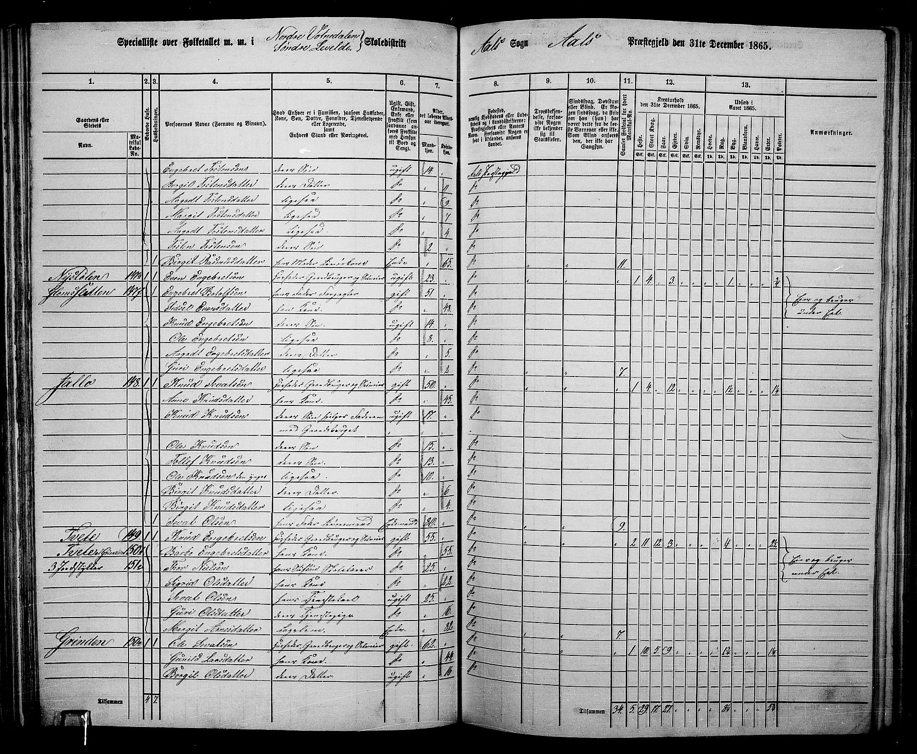 RA, 1865 census for Ål, 1865, p. 97