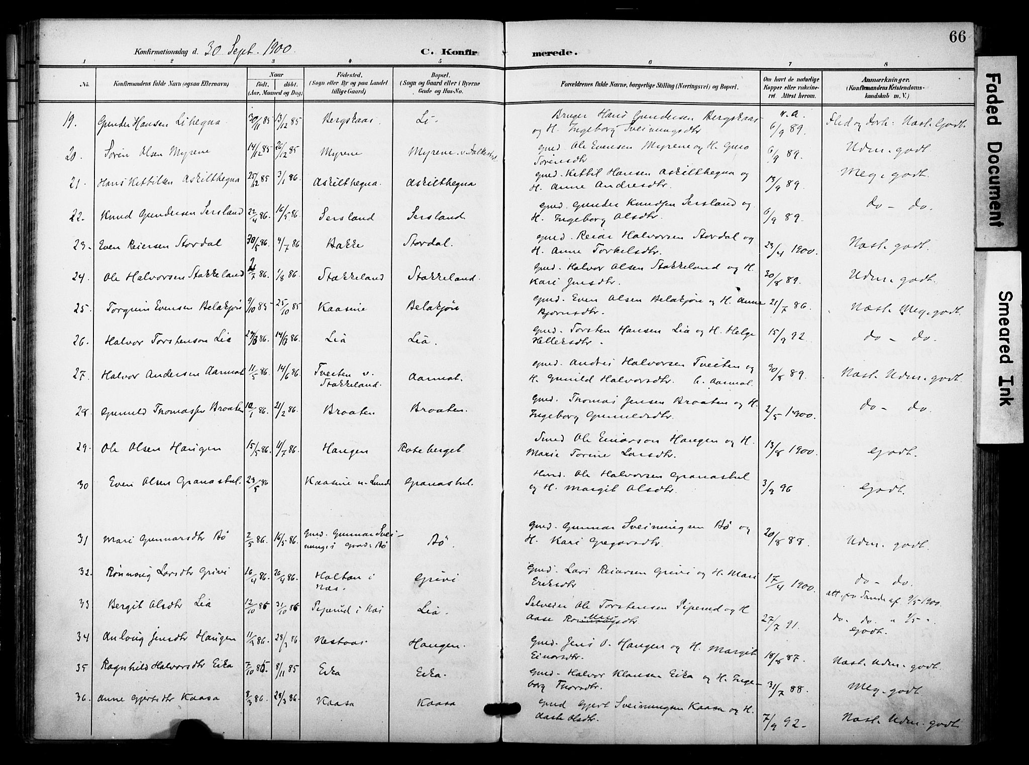 Bø kirkebøker, SAKO/A-257/F/Fa/L0012: Parish register (official) no. 12, 1900-1908, p. 66