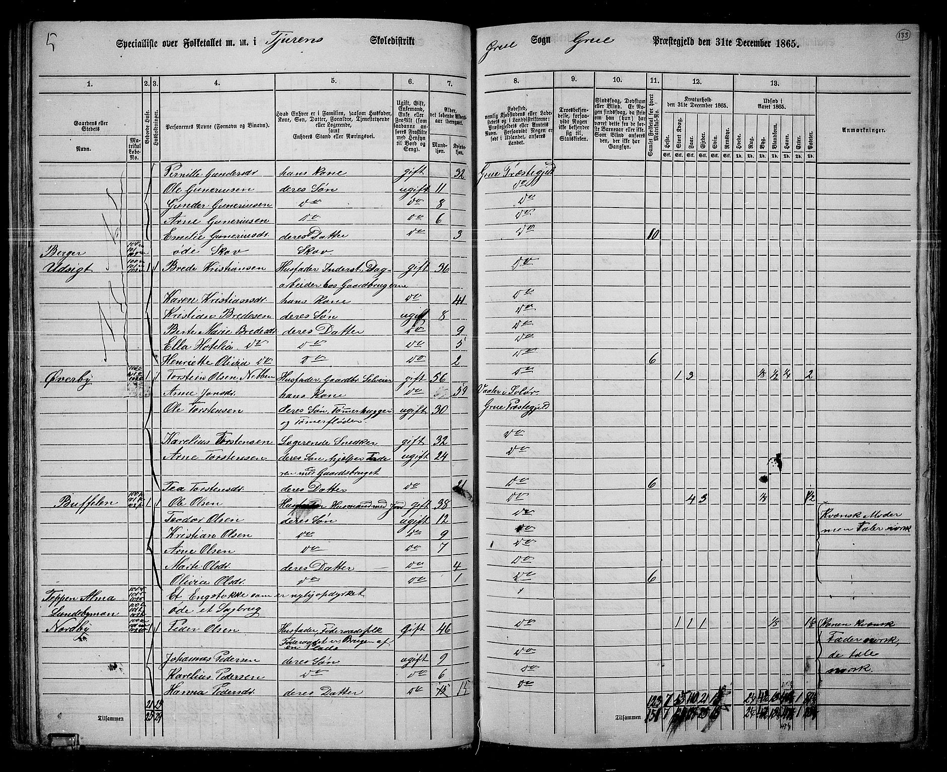 RA, 1865 census for Grue, 1865, p. 112