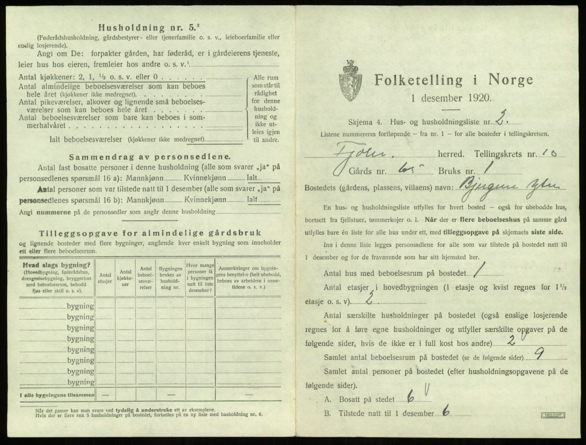 SAB, 1920 census for Fjaler, 1920, p. 711