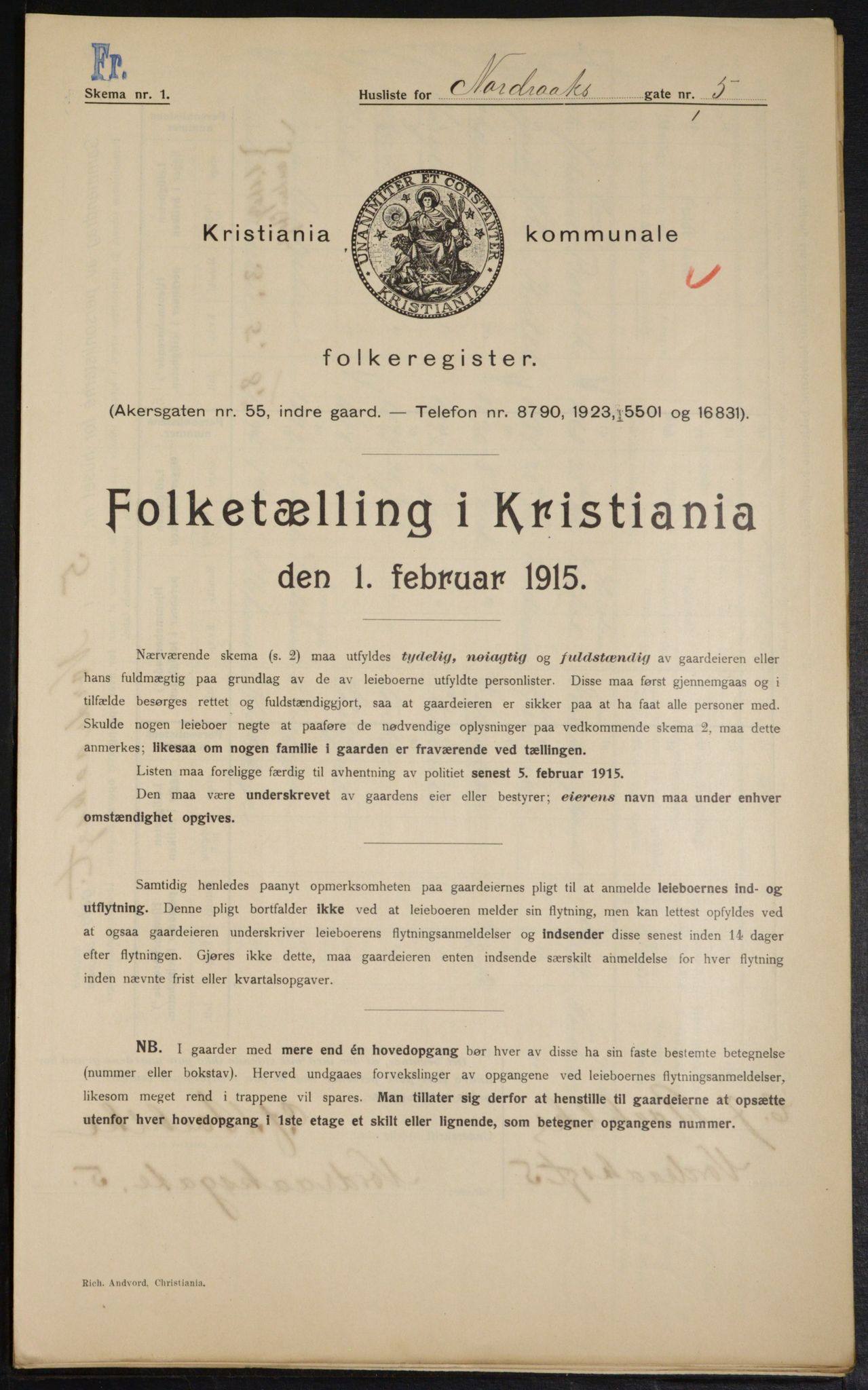 OBA, Municipal Census 1915 for Kristiania, 1915, p. 72749