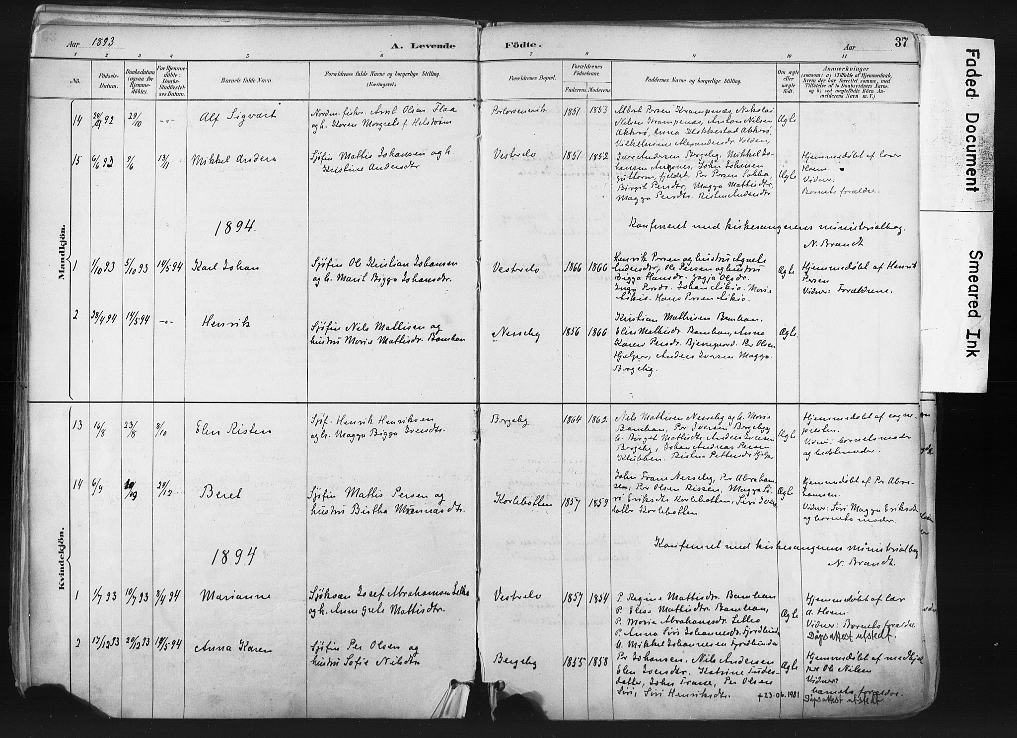 Nesseby sokneprestkontor, AV/SATØ-S-1330/H/Ha/L0006kirke: Parish register (official) no. 6, 1885-1985, p. 37