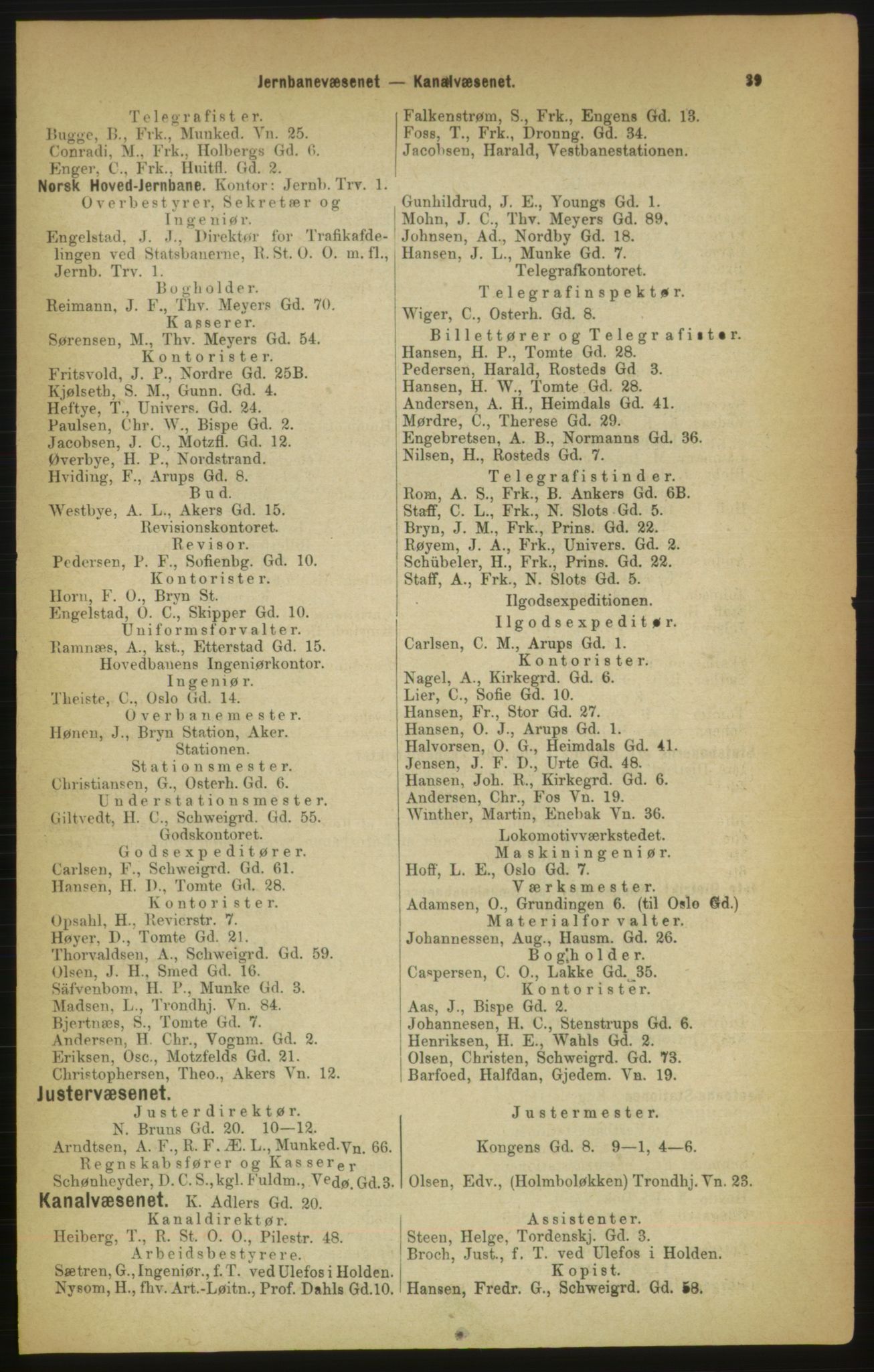 Kristiania/Oslo adressebok, PUBL/-, 1888, p. 39