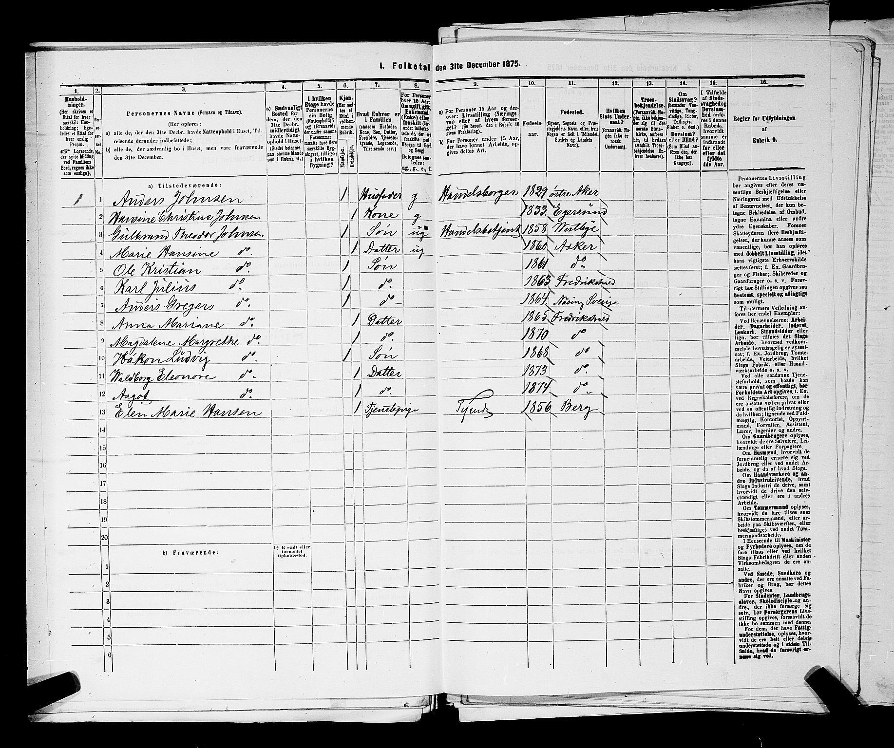 RA, 1875 census for 0101P Fredrikshald, 1875, p. 1384