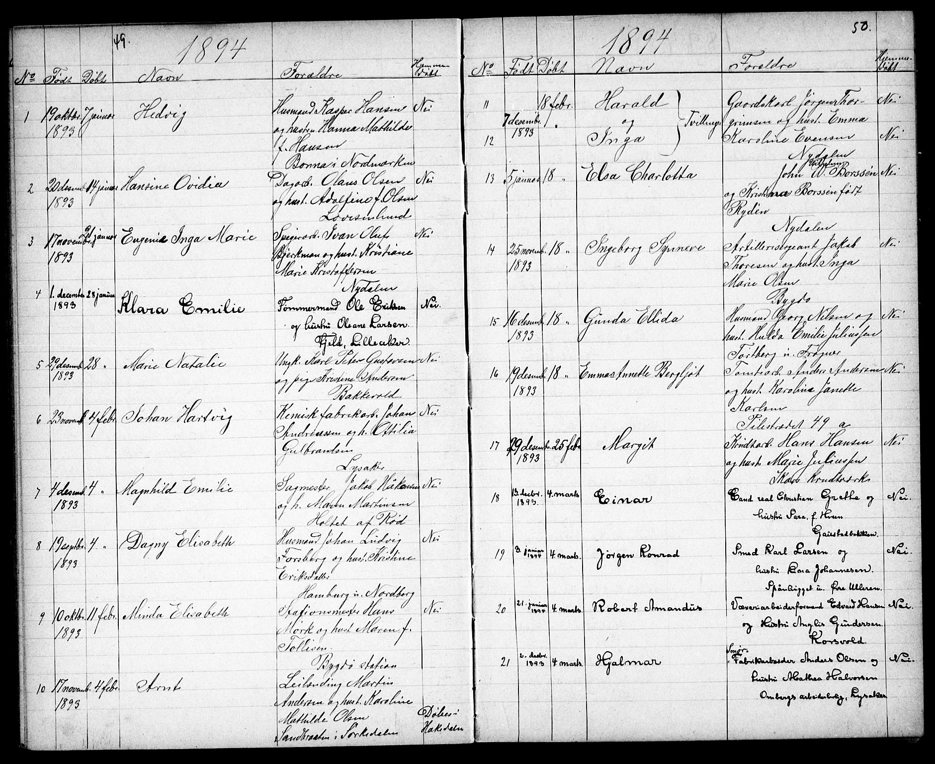 Vestre Aker prestekontor Kirkebøker, SAO/A-10025/G/Ga/L0004: Parish register (copy) no. I 4, 1891-1903, p. 49-50