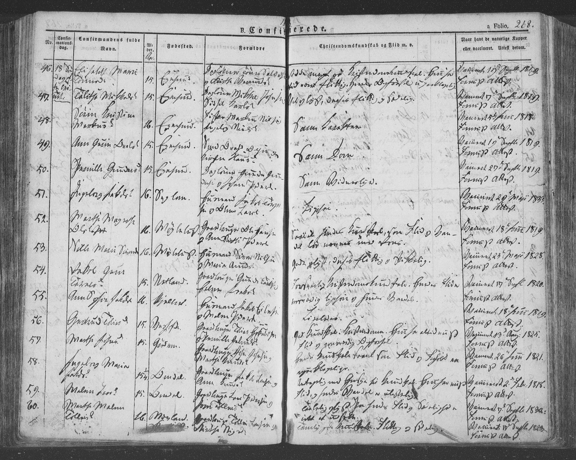 Eigersund sokneprestkontor, AV/SAST-A-101807/S08/L0009: Parish register (official) no. A 9, 1827-1850, p. 268