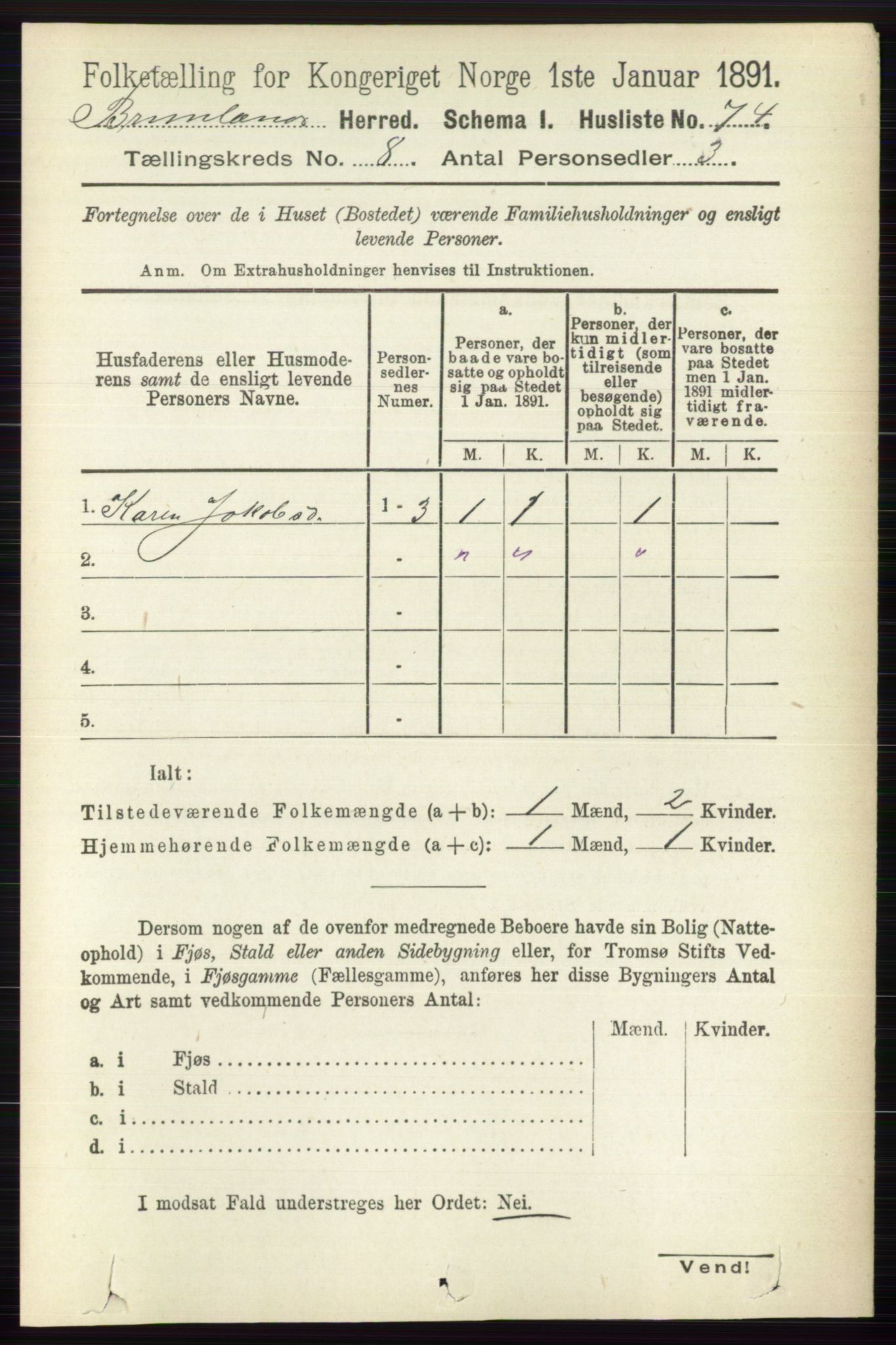 RA, 1891 census for 0726 Brunlanes, 1891, p. 3568