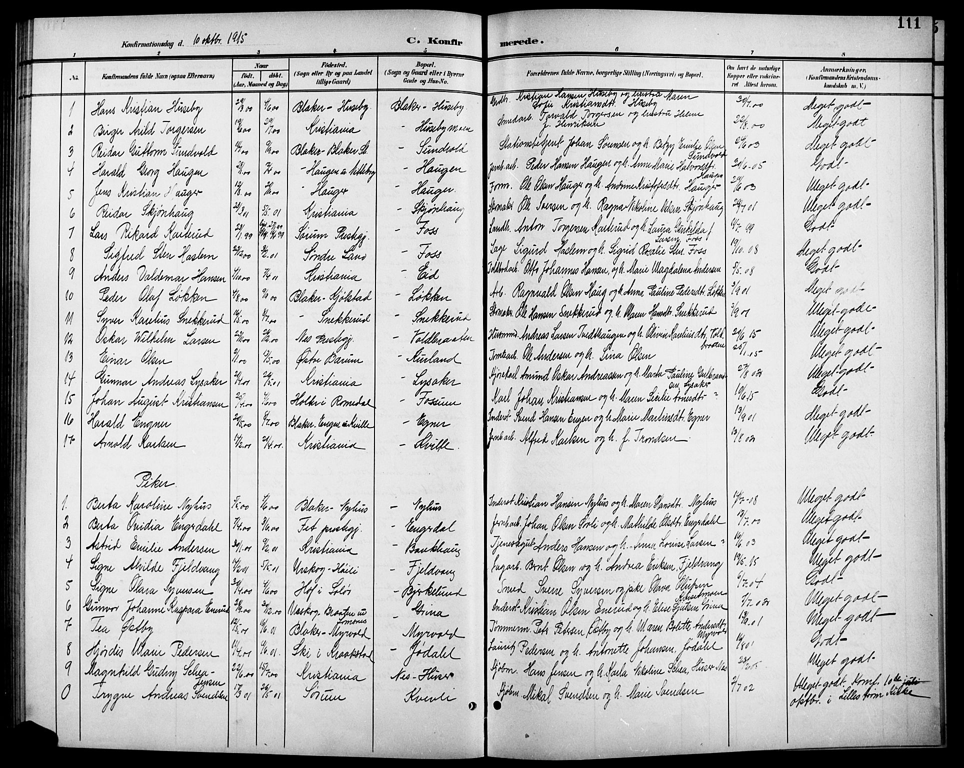 Aurskog prestekontor Kirkebøker, SAO/A-10304a/G/Gb/L0002: Parish register (copy) no. II 2, 1901-1926, p. 111