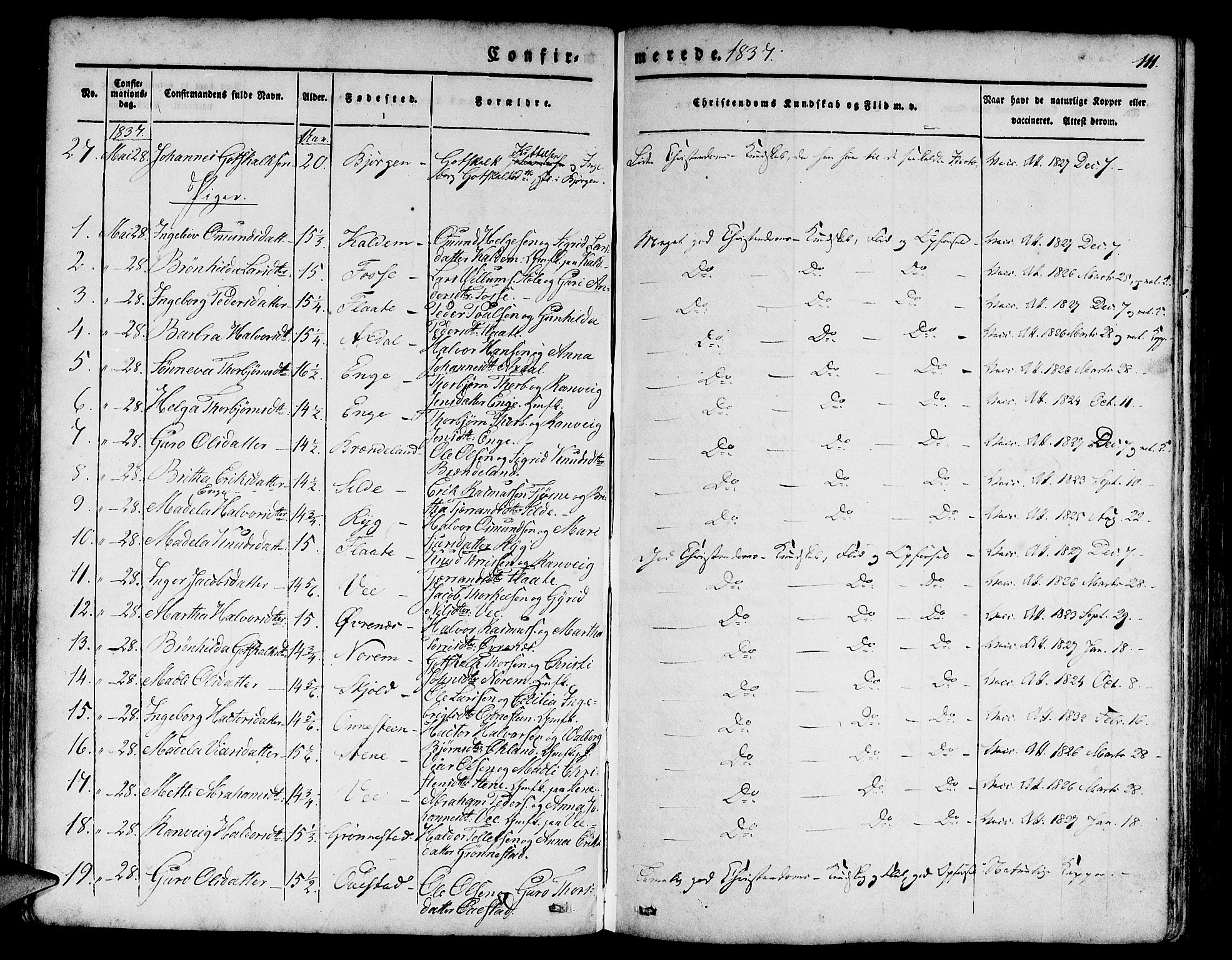 Etne sokneprestembete, AV/SAB-A-75001/H/Haa: Parish register (official) no. A 7, 1831-1847, p. 111