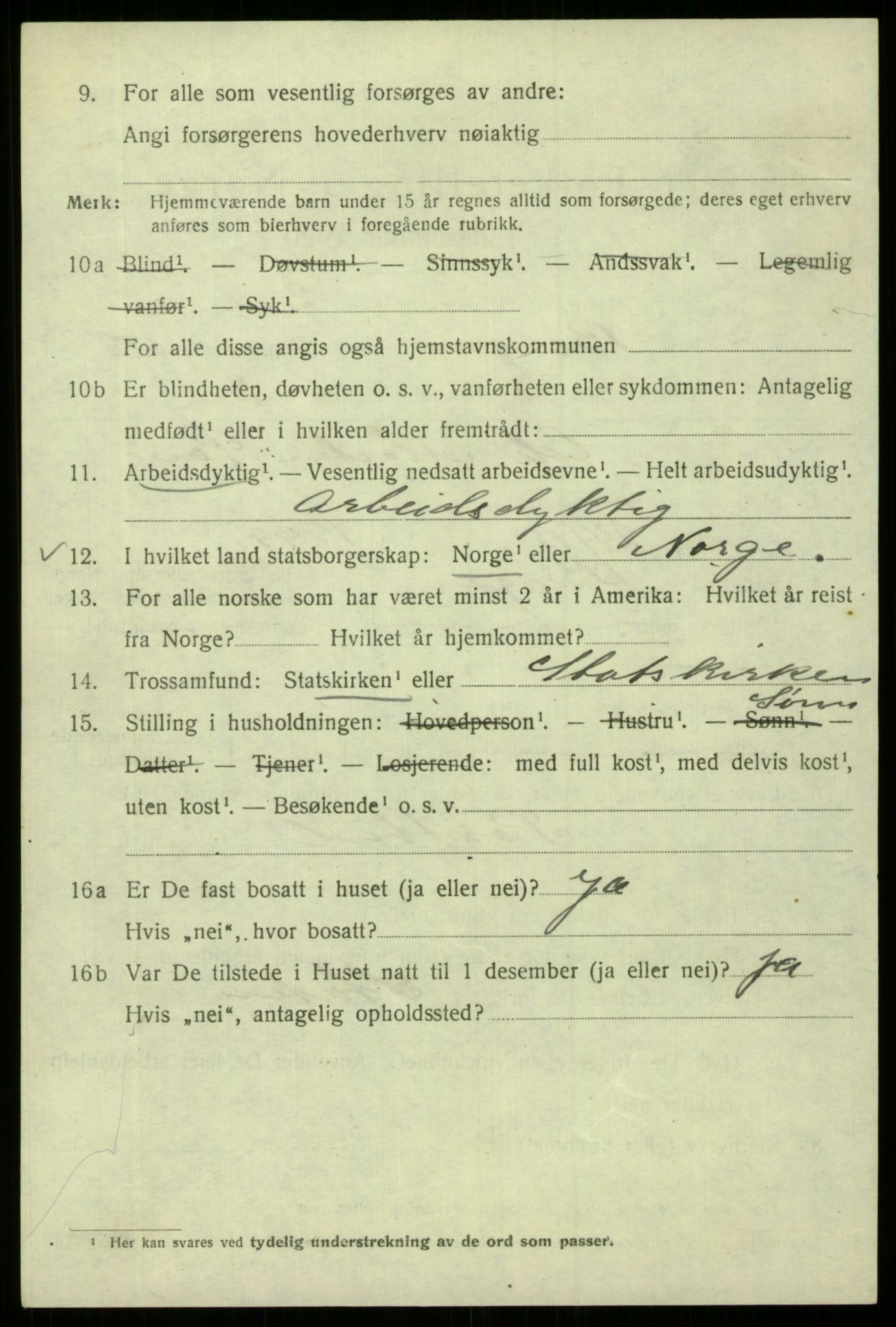 SAB, 1920 census for Bergen, 1920, p. 157078