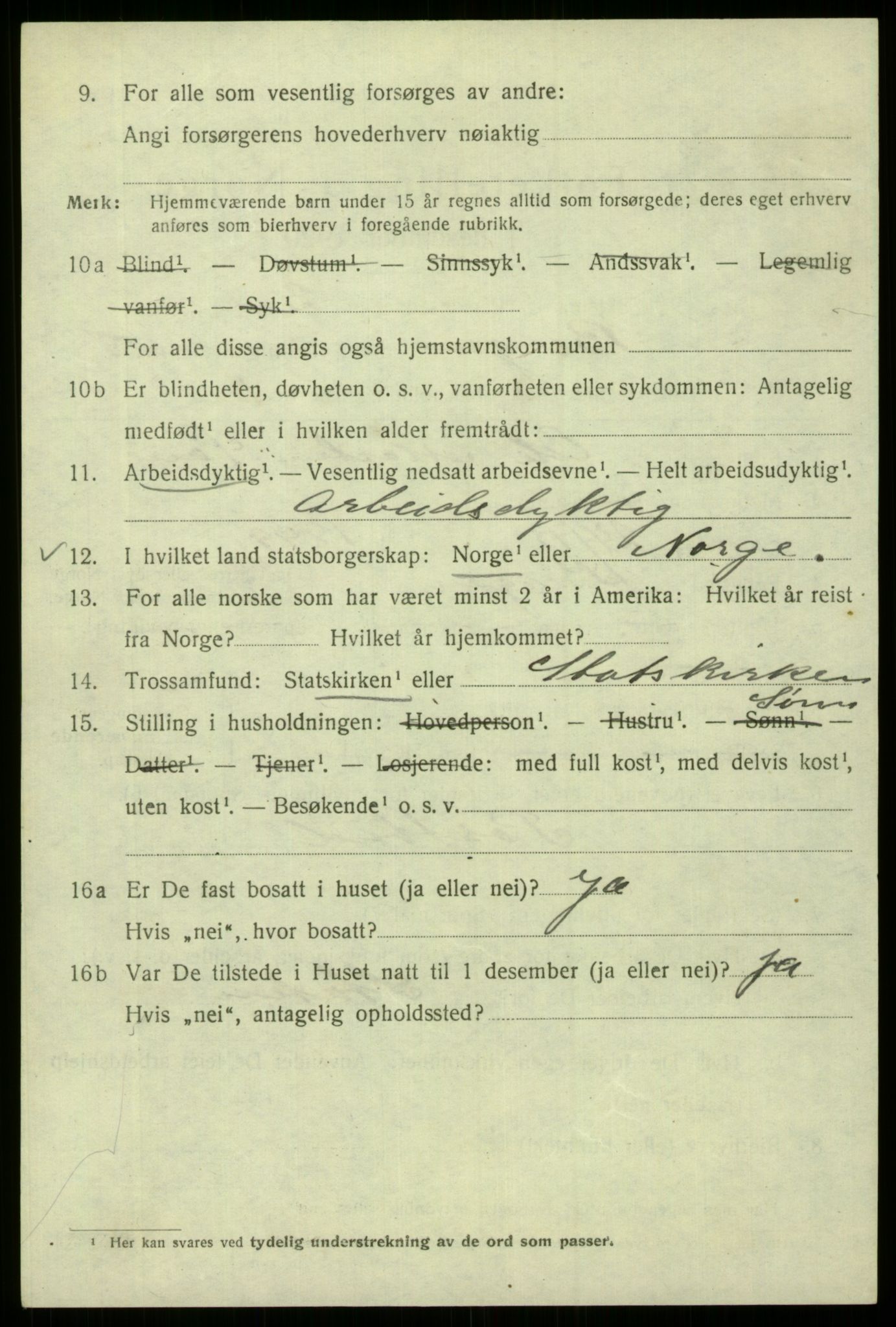 SAB, 1920 census for Bergen, 1920, p. 157078