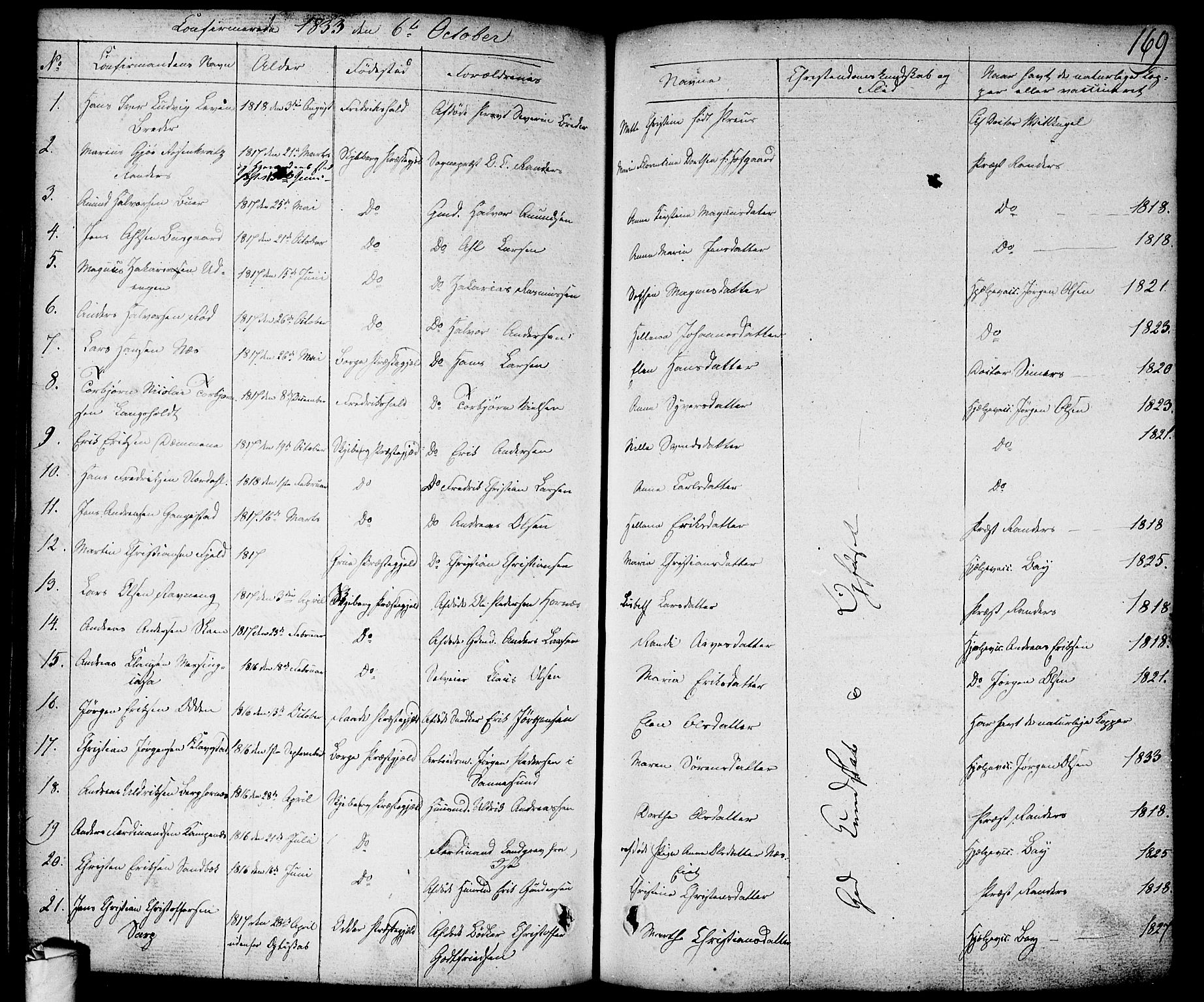 Skjeberg prestekontor Kirkebøker, AV/SAO-A-10923/F/Fa/L0005: Parish register (official) no. I 5, 1830-1845, p. 169