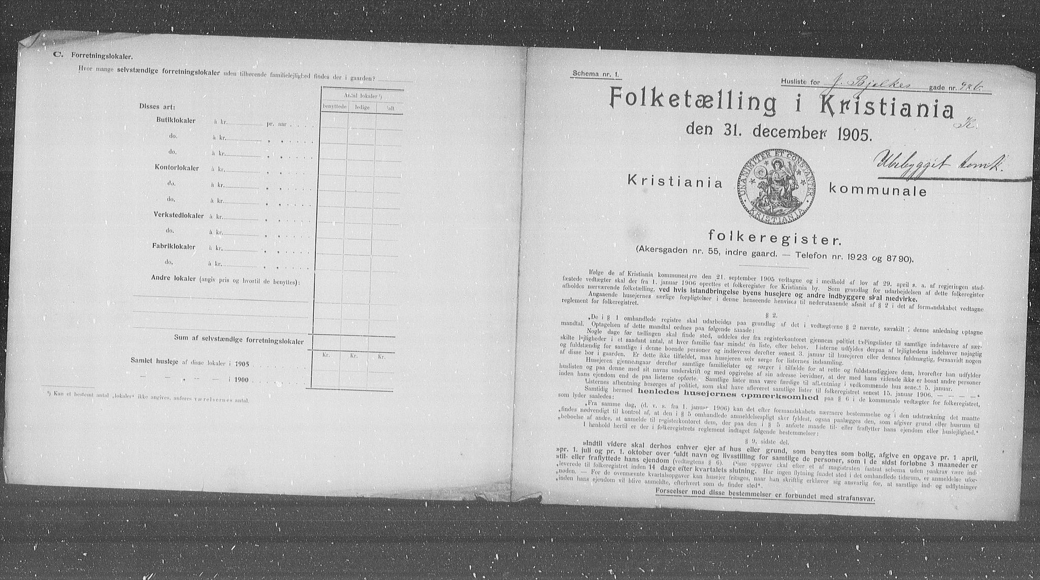 OBA, Municipal Census 1905 for Kristiania, 1905, p. 24522