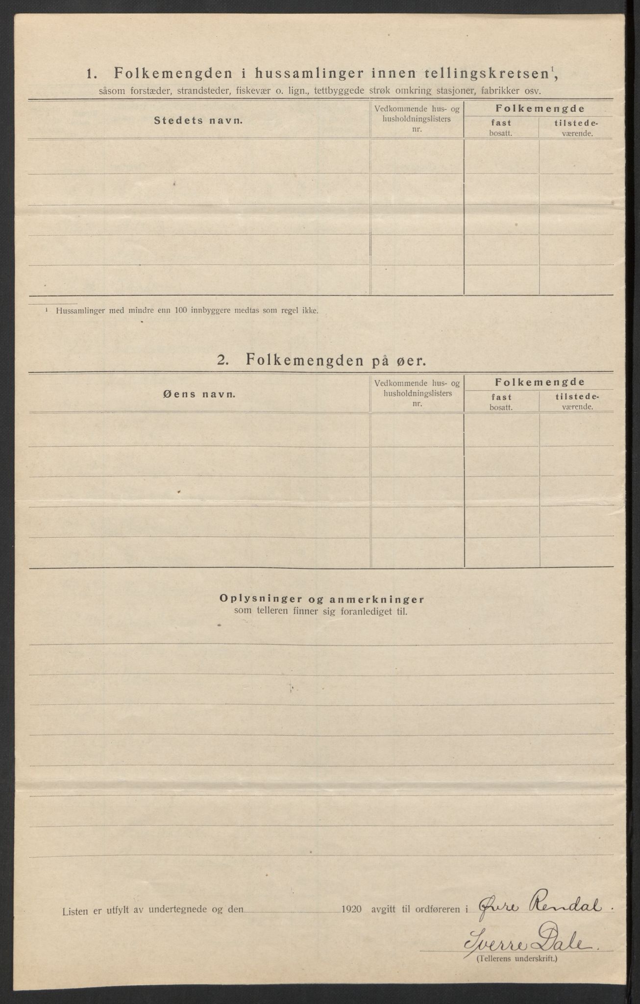 SAH, 1920 census for Øvre Rendal, 1920, p. 17