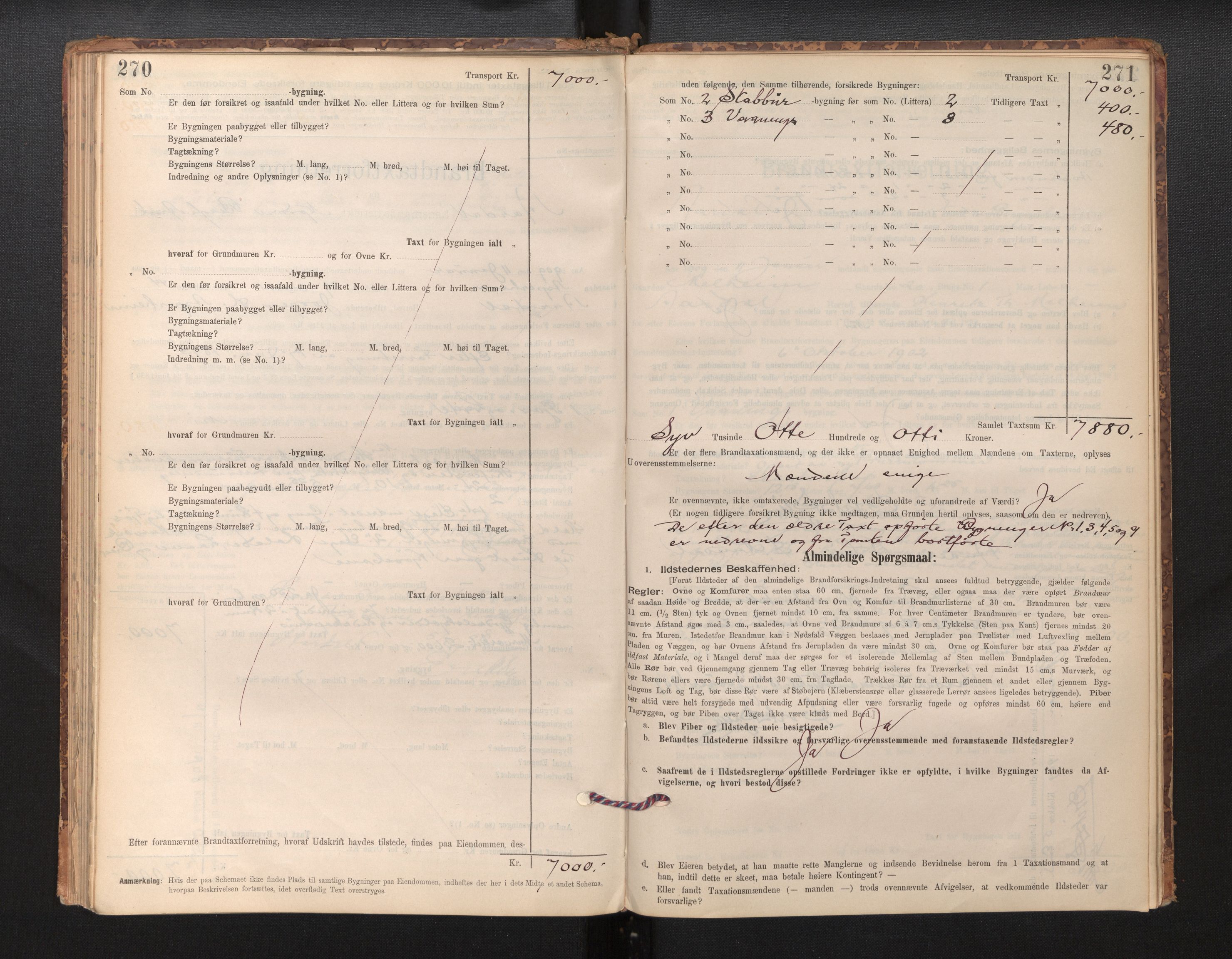 Lensmannen i Årdal, SAB/A-30501/0012/L0008: Branntakstprotokoll, skjematakst, 1895-1915, p. 270-271