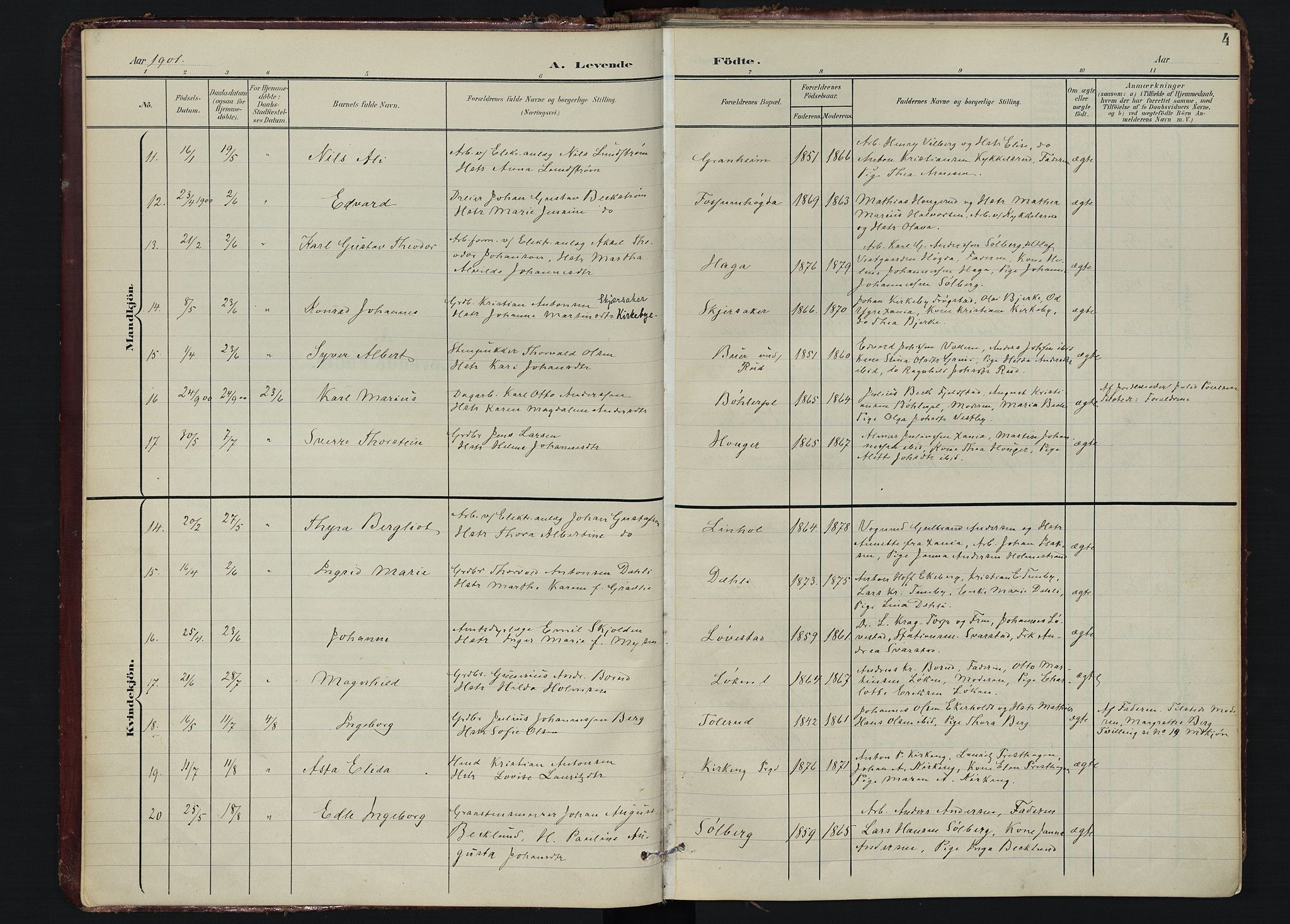 Spydeberg prestekontor Kirkebøker, AV/SAO-A-10924/F/Fa/L0009: Parish register (official) no. I 9, 1900-1926, p. 4