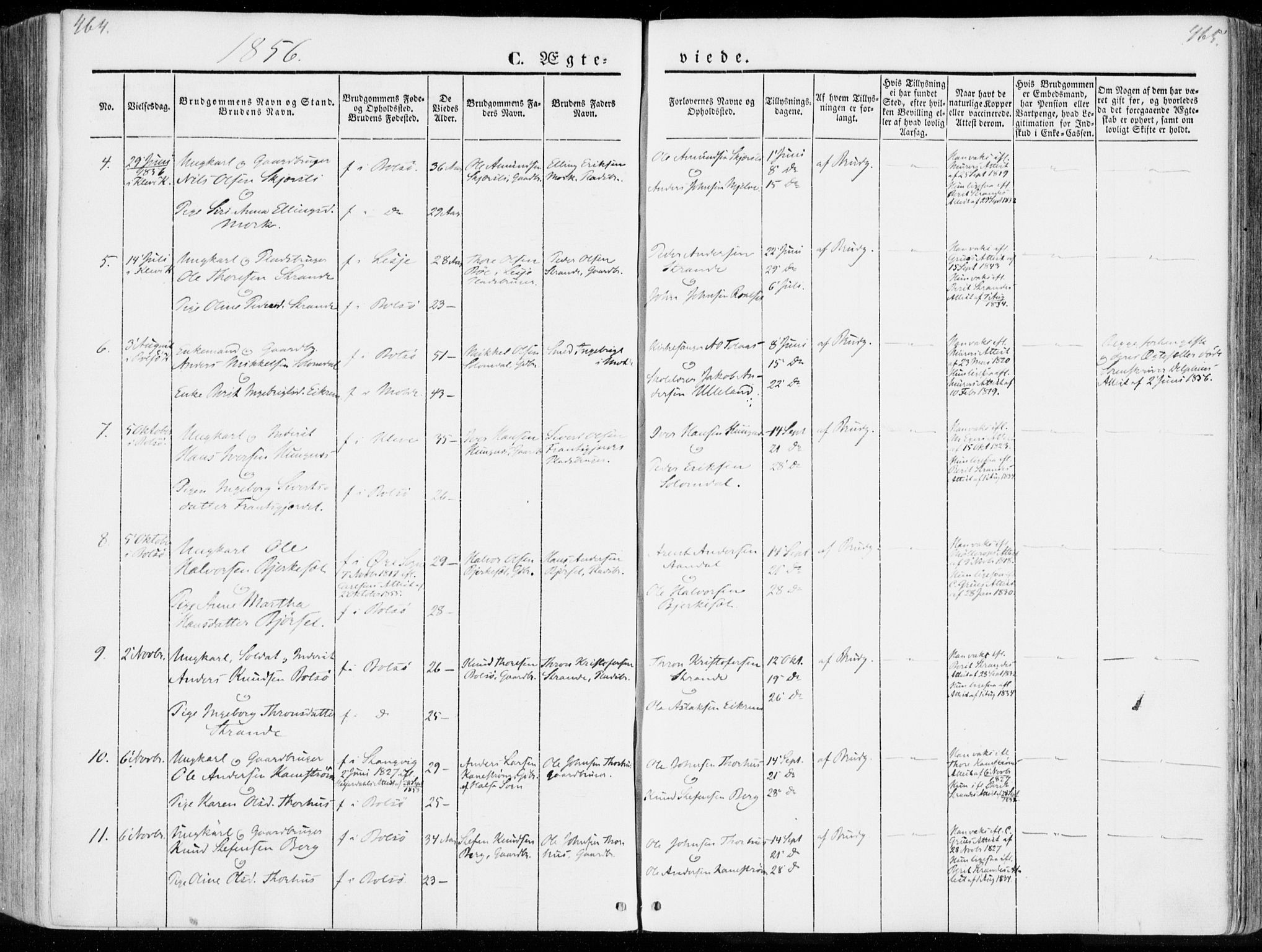 Ministerialprotokoller, klokkerbøker og fødselsregistre - Møre og Romsdal, SAT/A-1454/555/L0653: Parish register (official) no. 555A04, 1843-1869, p. 464-465