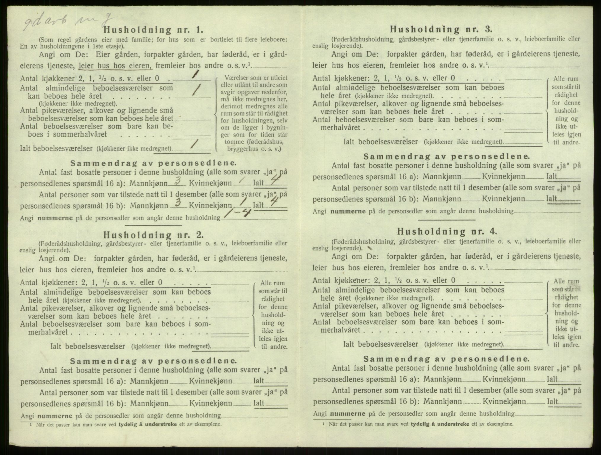 SAB, 1920 census for Borgund, 1920, p. 87