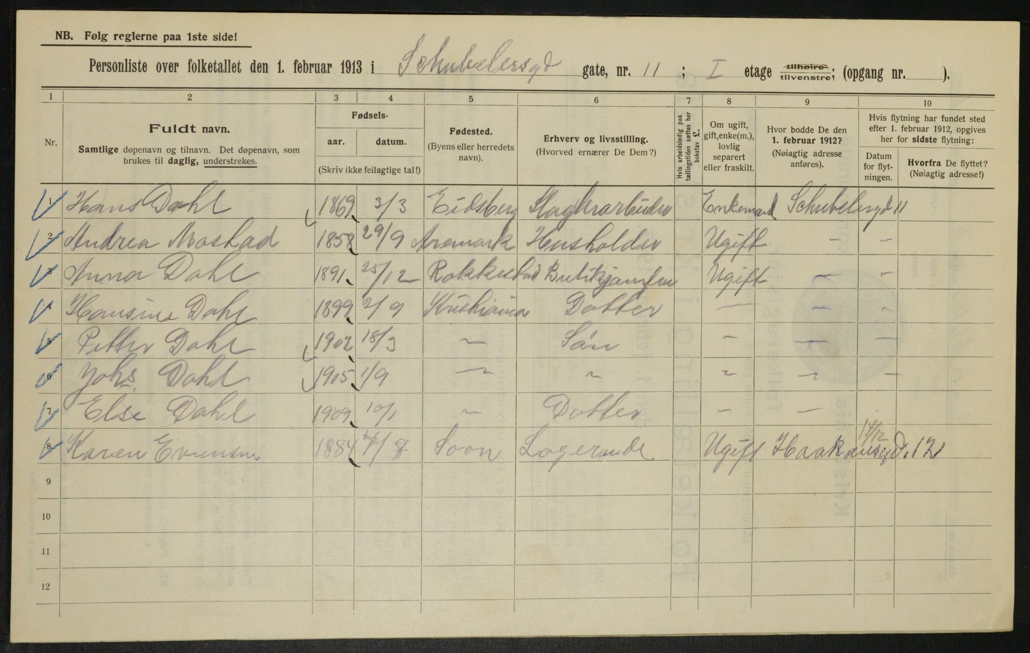 OBA, Municipal Census 1913 for Kristiania, 1913, p. 92909