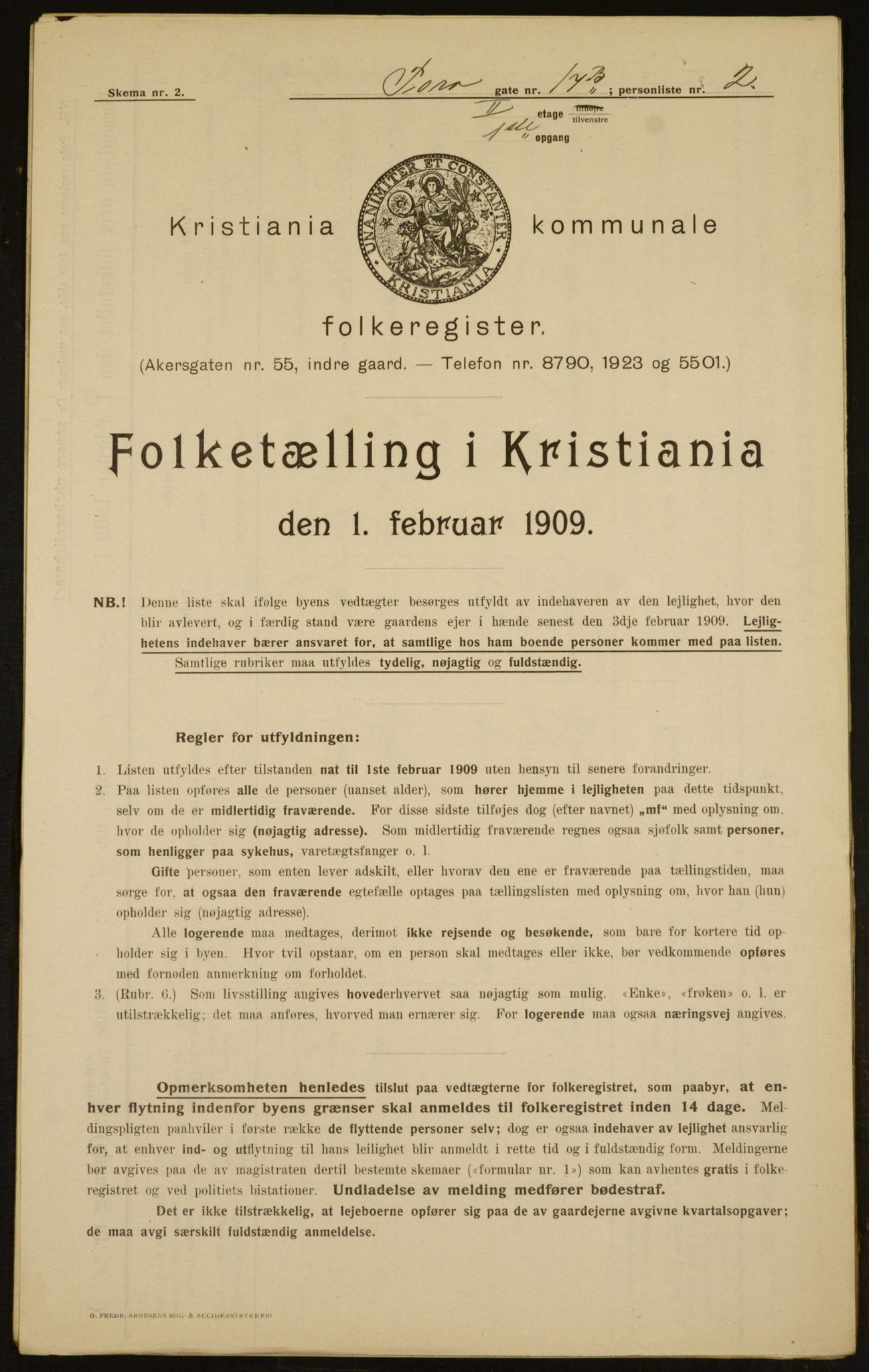 OBA, Municipal Census 1909 for Kristiania, 1909, p. 103406