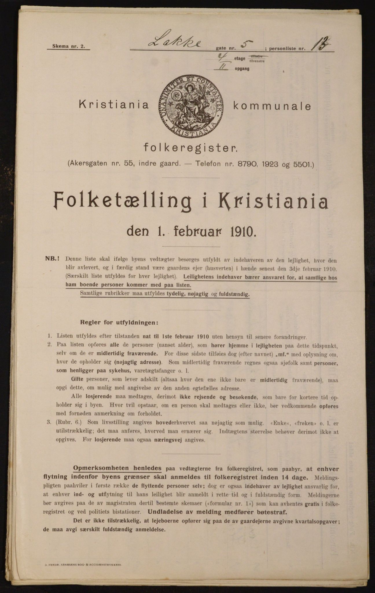 OBA, Municipal Census 1910 for Kristiania, 1910, p. 53373