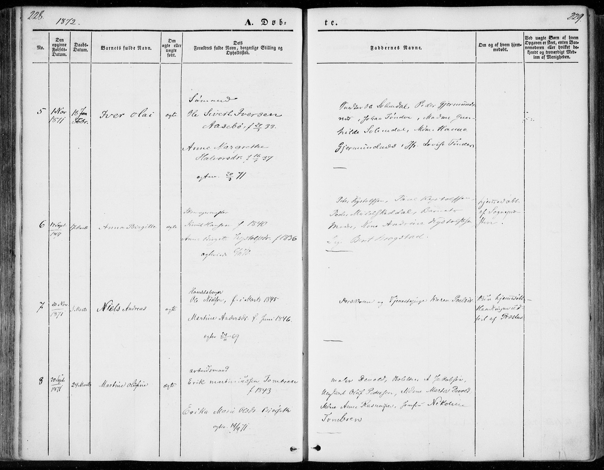 Ministerialprotokoller, klokkerbøker og fødselsregistre - Møre og Romsdal, SAT/A-1454/558/L0689: Parish register (official) no. 558A03, 1843-1872, p. 228-229