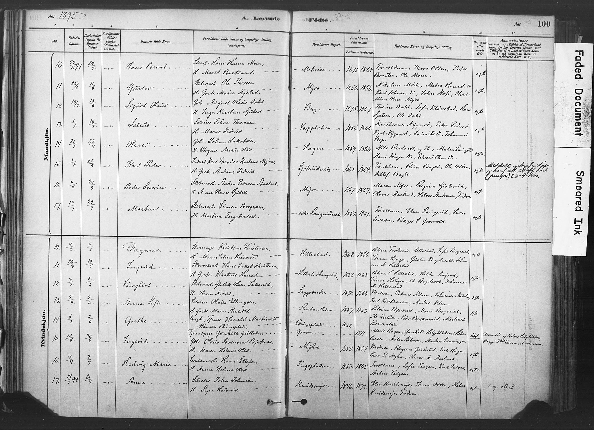 Sandsvær kirkebøker, AV/SAKO-A-244/F/Fd/L0001: Parish register (official) no. IV 1, 1878-1906, p. 100