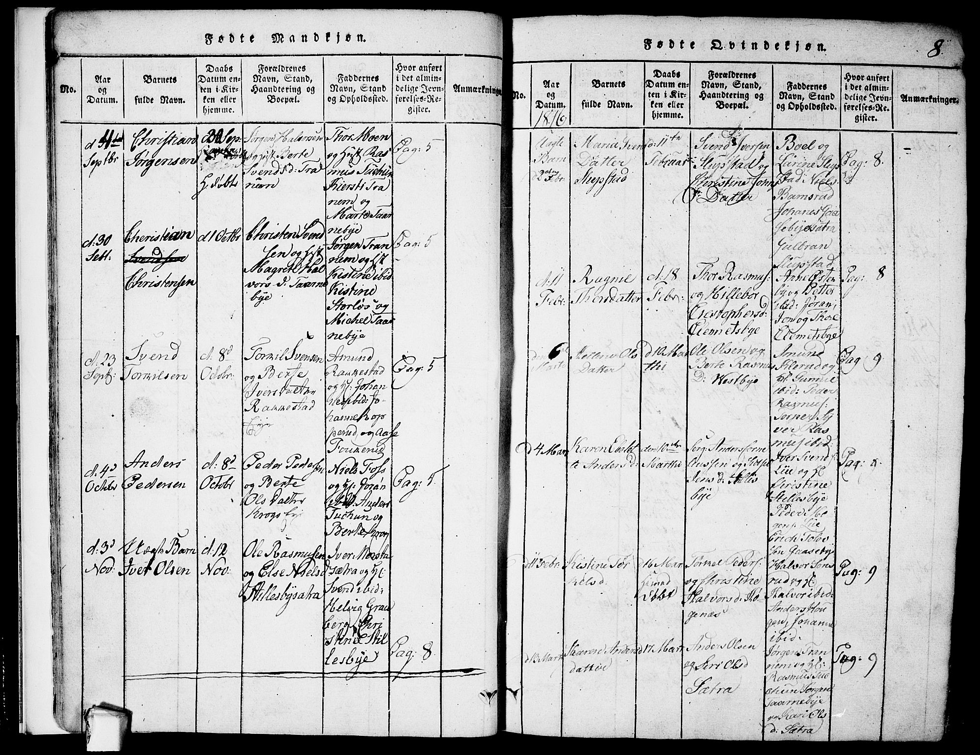 Rødenes prestekontor Kirkebøker, AV/SAO-A-2005/F/Fa/L0004: Parish register (official) no. I 4, 1814-1838, p. 8