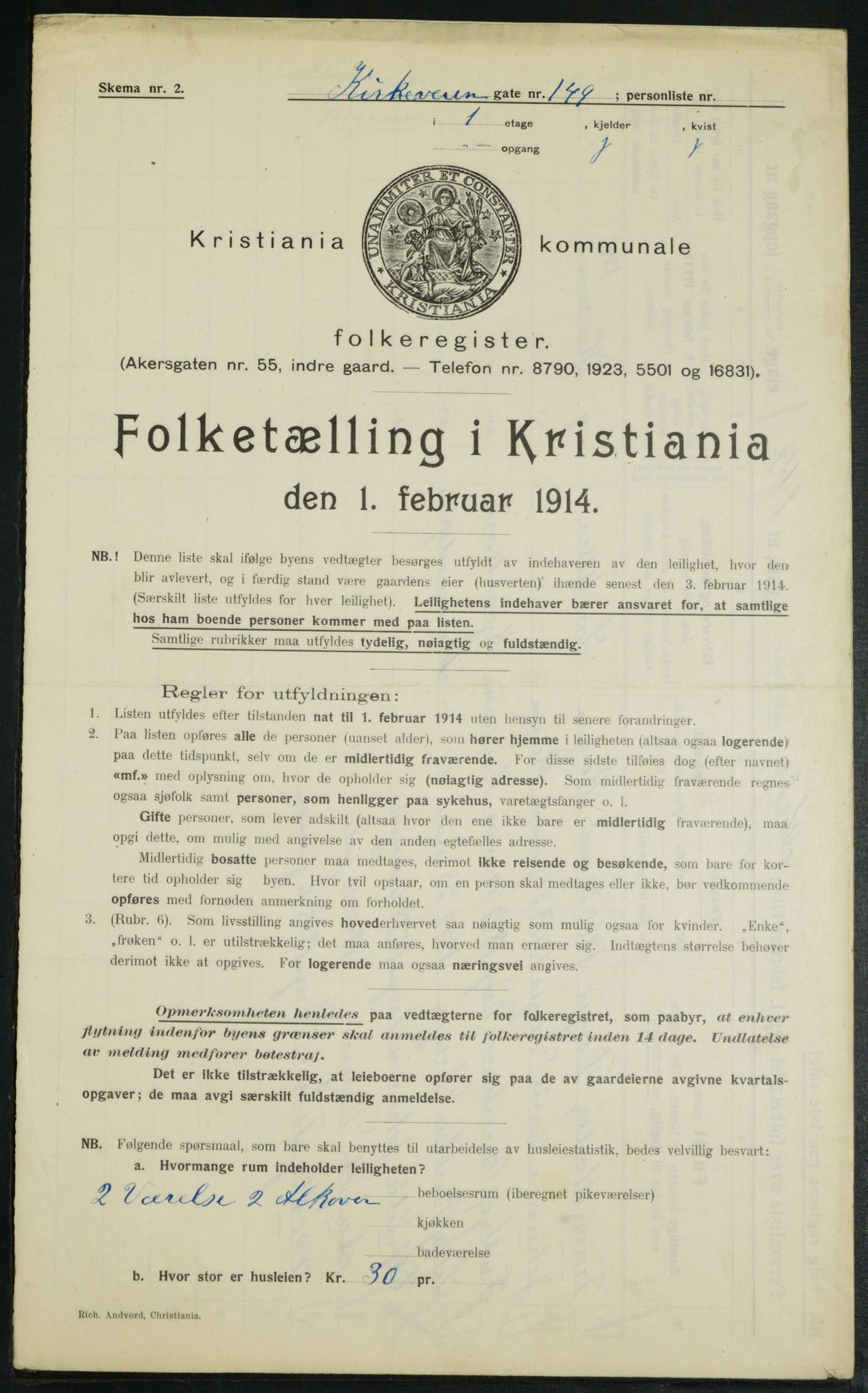 OBA, Municipal Census 1914 for Kristiania, 1914, p. 51420