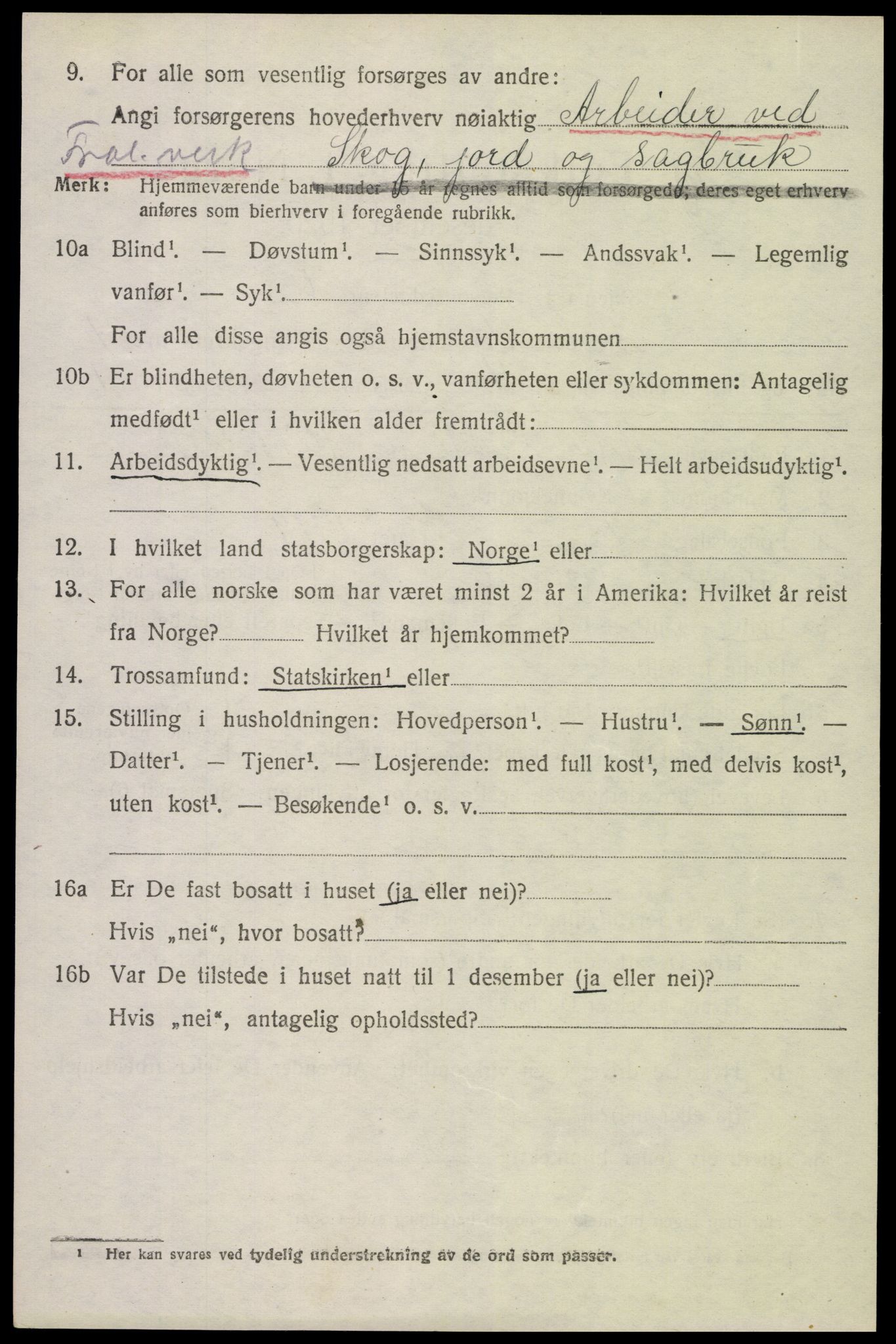 SAK, 1920 census for Froland, 1920, p. 3206