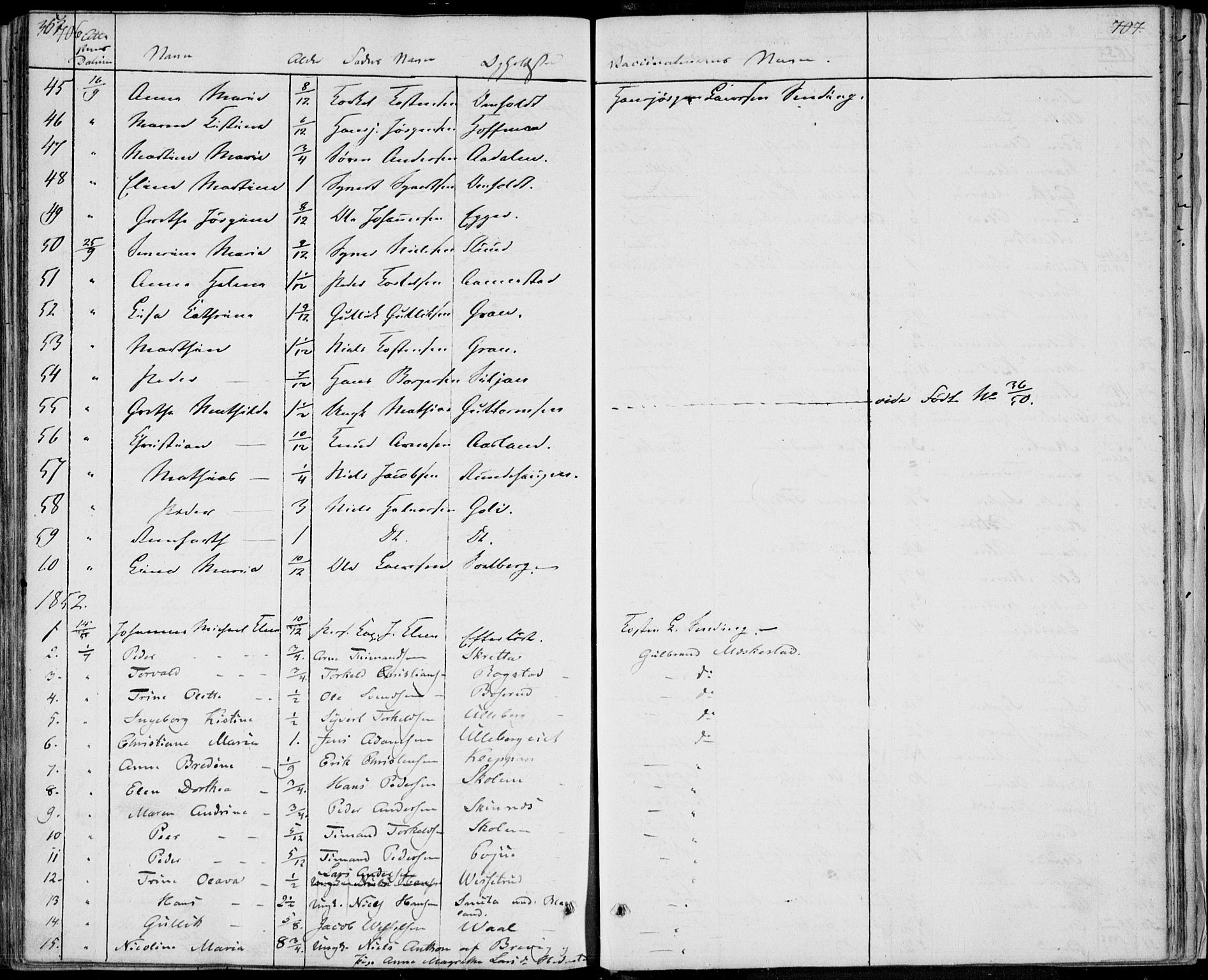 Sandsvær kirkebøker, AV/SAKO-A-244/F/Fa/L0005: Parish register (official) no. I 5, 1840-1856, p. 706-707