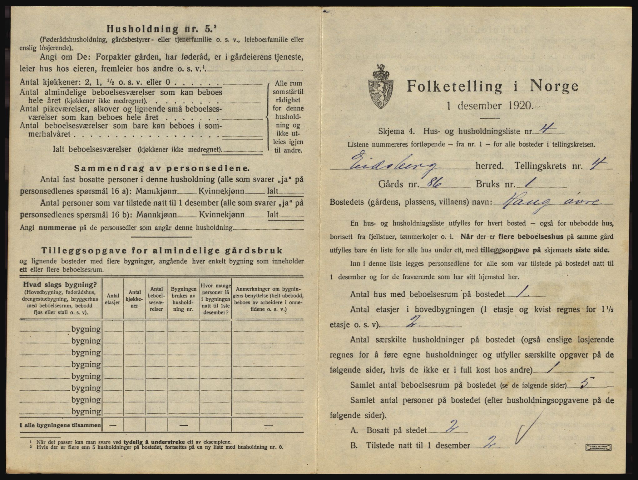 SAO, 1920 census for Eidsberg, 1920, p. 665