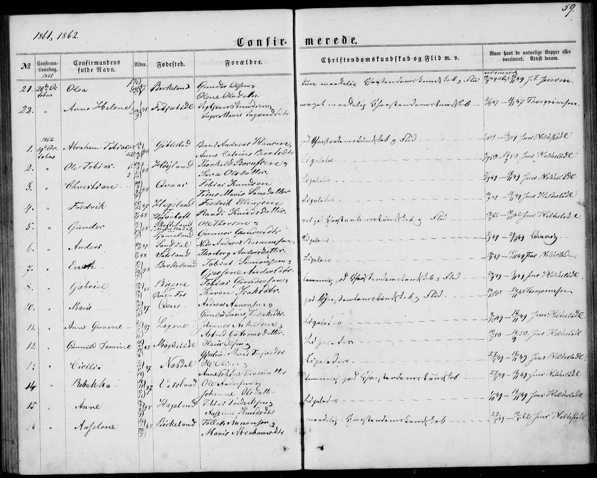 Lyngdal sokneprestkontor, AV/SAK-1111-0029/F/Fa/Fab/L0002: Parish register (official) no. A 2, 1861-1878, p. 59