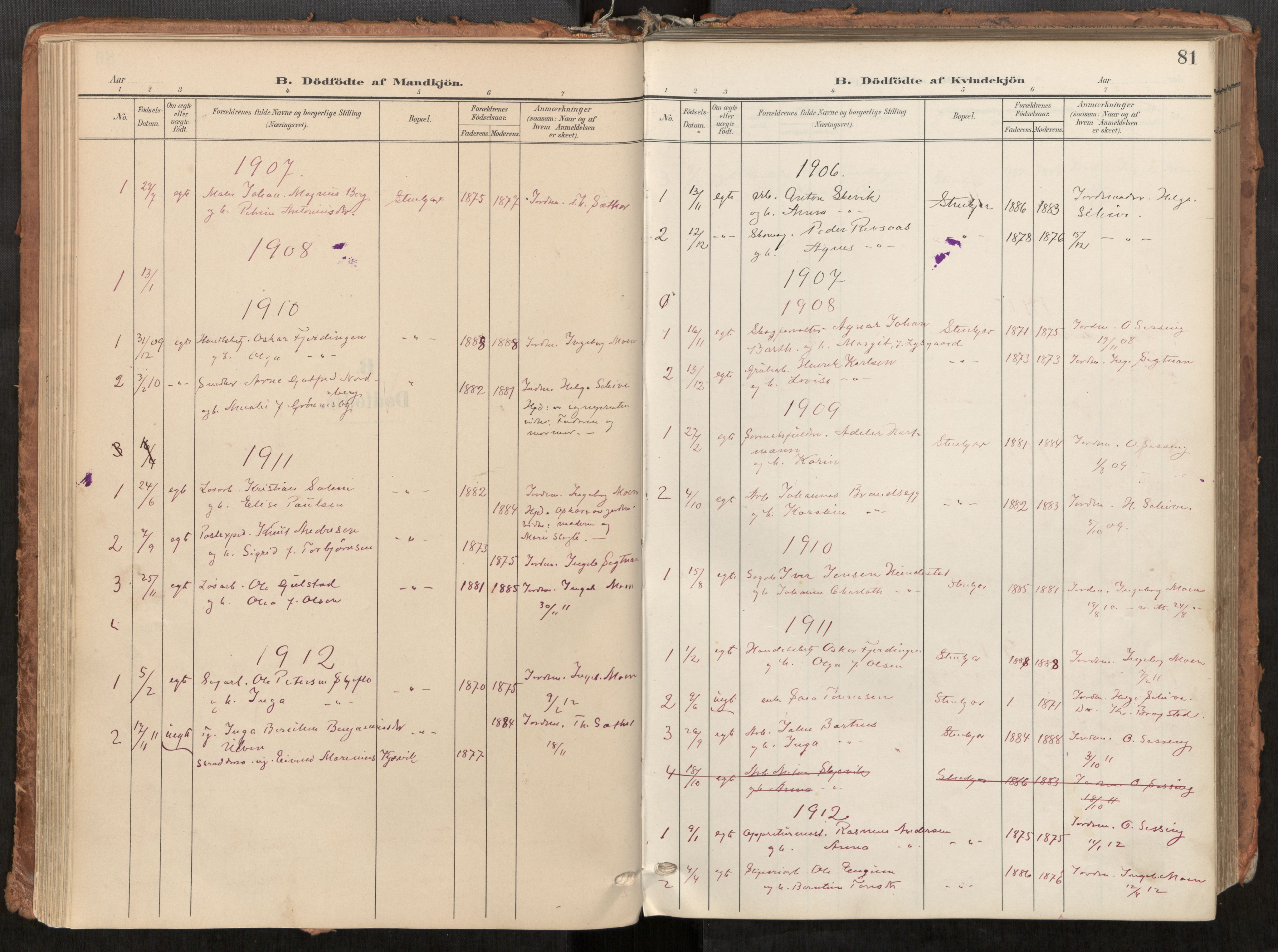 Steinkjer sokneprestkontor, SAT/A-1541/01/H/Ha/Haa/L0001: Parish register (official) no. 1, 1904-1912, p. 81