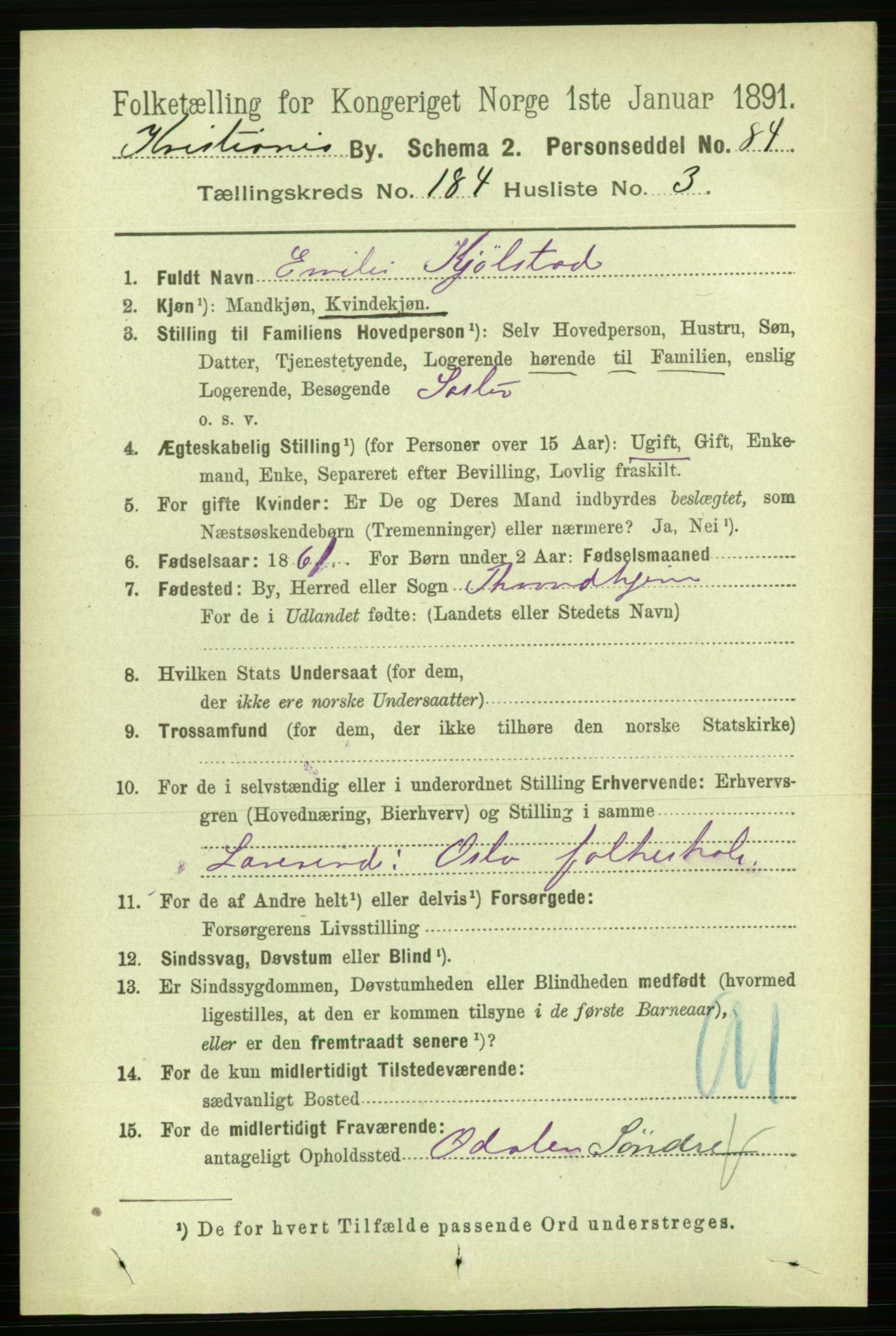 RA, 1891 census for 0301 Kristiania, 1891, p. 110122