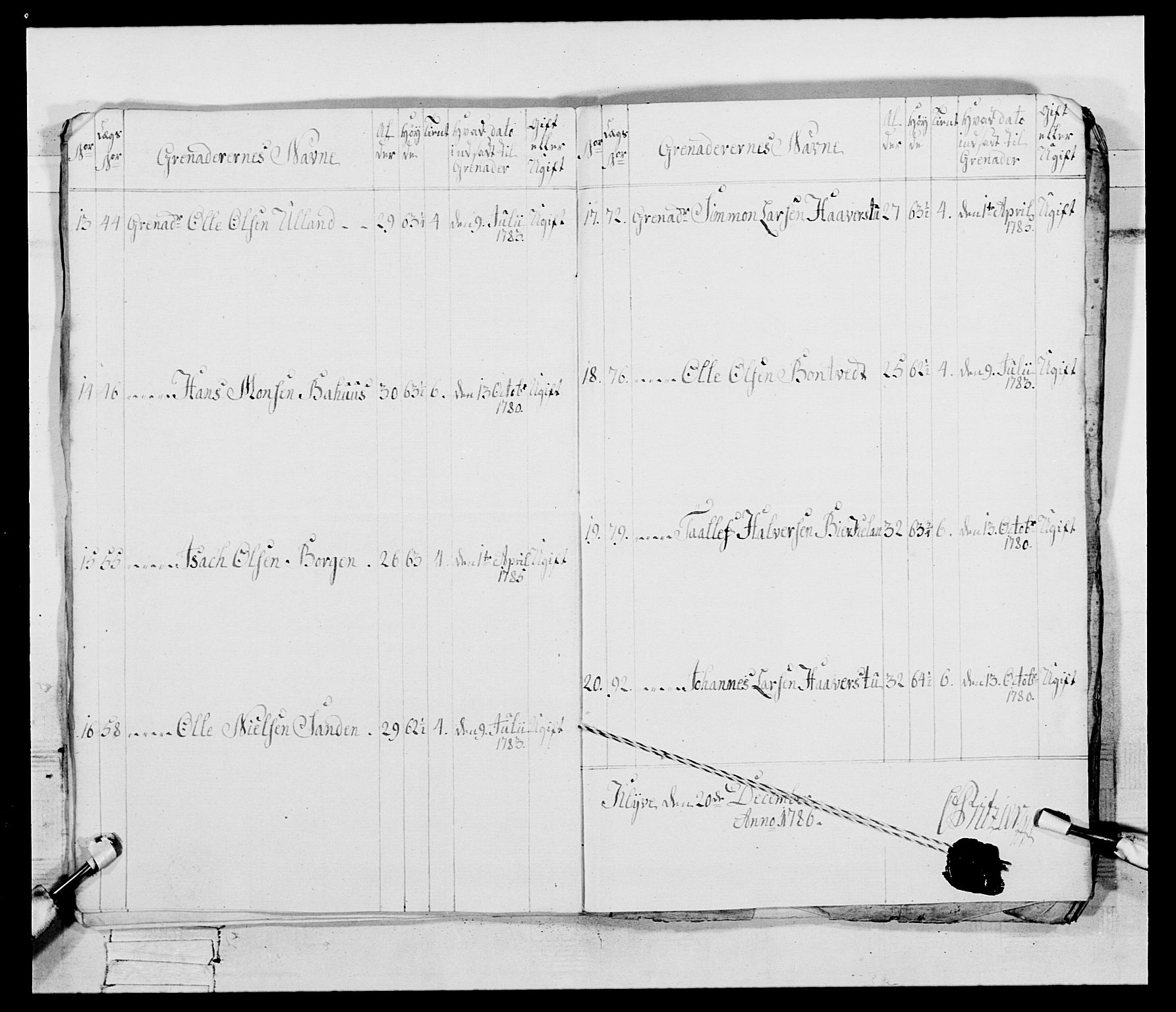 Generalitets- og kommissariatskollegiet, Det kongelige norske kommissariatskollegium, AV/RA-EA-5420/E/Eh/L0095: 2. Bergenhusiske nasjonale infanteriregiment, 1780-1787, p. 480