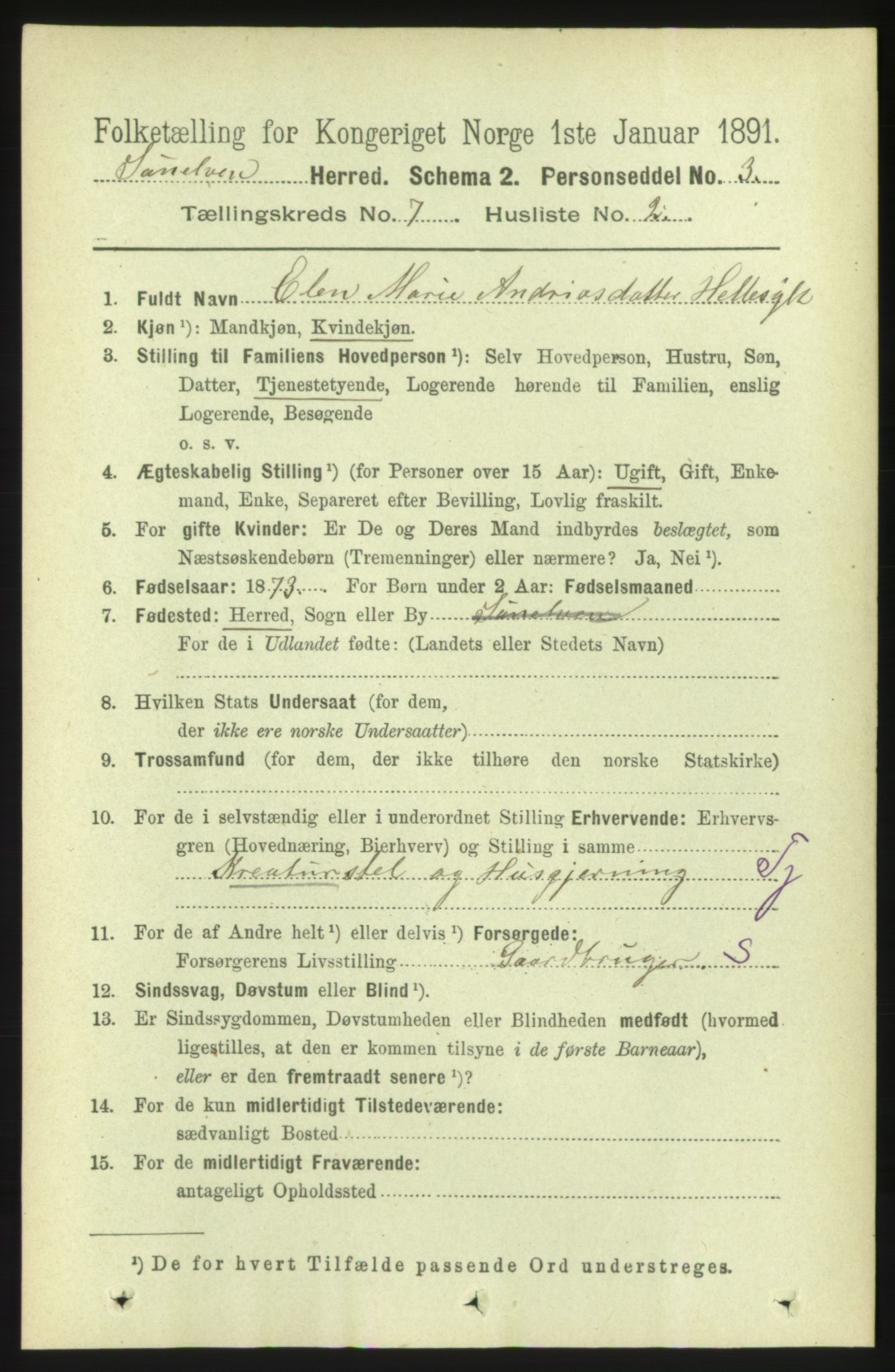 RA, 1891 census for 1523 Sunnylven, 1891, p. 1778