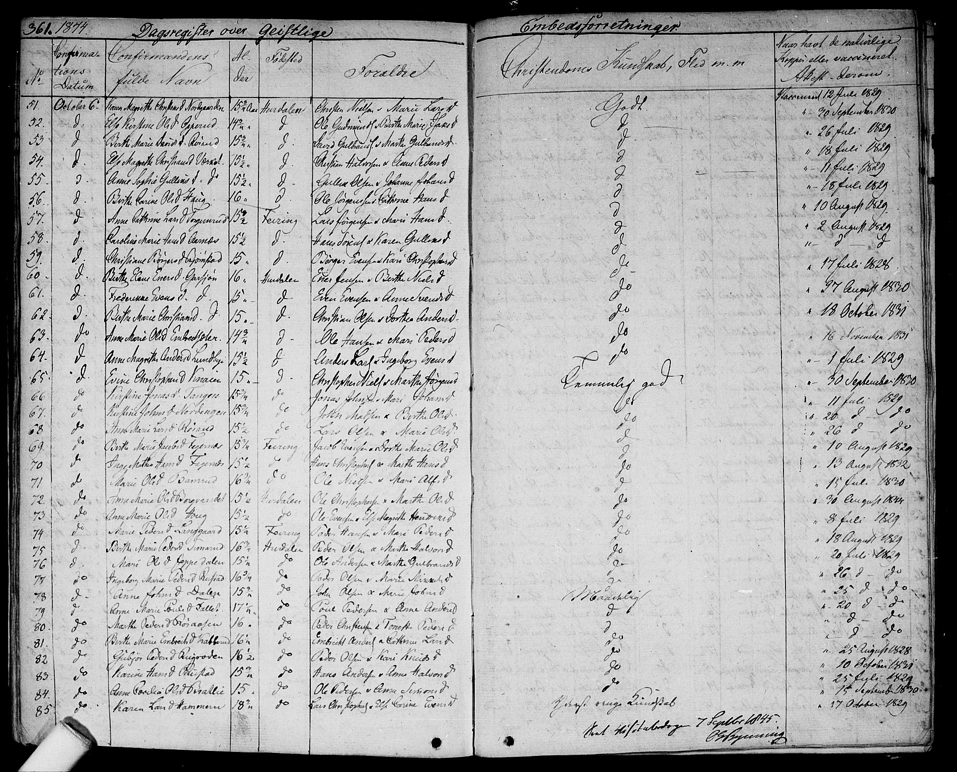 Hurdal prestekontor Kirkebøker, AV/SAO-A-10889/F/Fa/L0004: Parish register (official) no. I 4, 1828-1845, p. 361