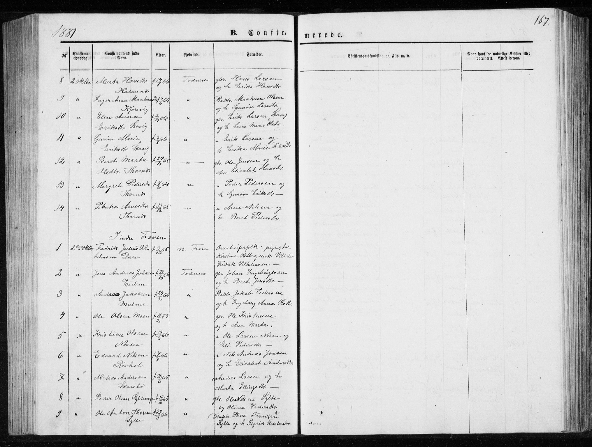 Ministerialprotokoller, klokkerbøker og fødselsregistre - Møre og Romsdal, AV/SAT-A-1454/565/L0754: Parish register (copy) no. 565C03, 1870-1896, p. 167