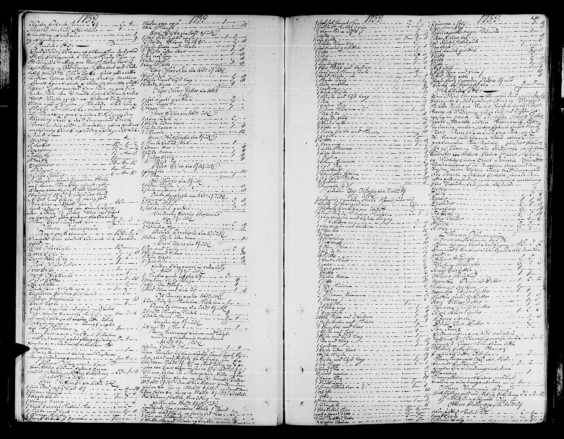 Hardanger og Voss sorenskriveri, AV/SAB-A-2501/4/4A/4Ac/L0005b: Skifterettsprotokoll for sorenskriveriet, 1739-1747, p. 290b-291a